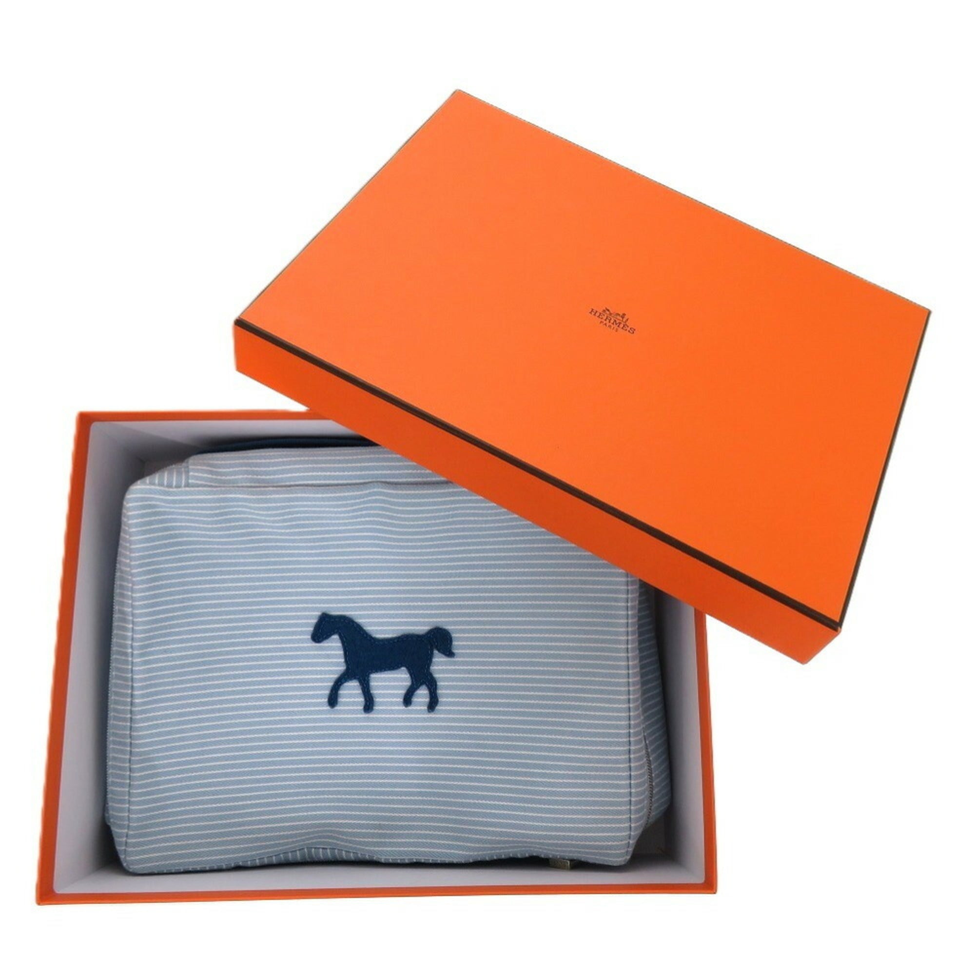 Hermes Blue White Cotton Pouch (Pre-Owned)