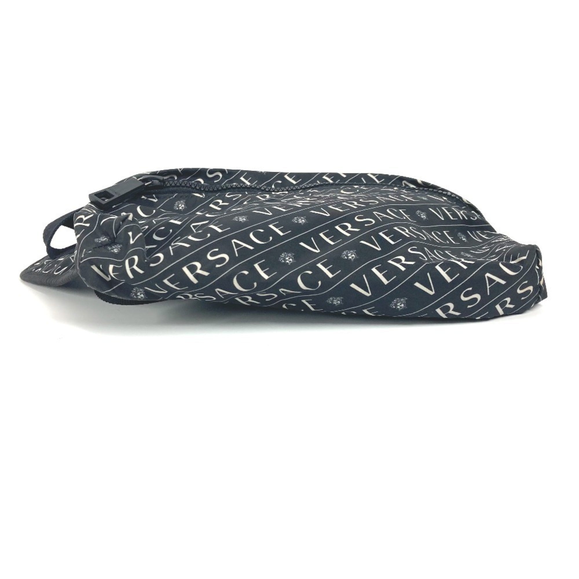 Versace Black White Nylon Fanny Pack Sling Bag (Pre-Owned)