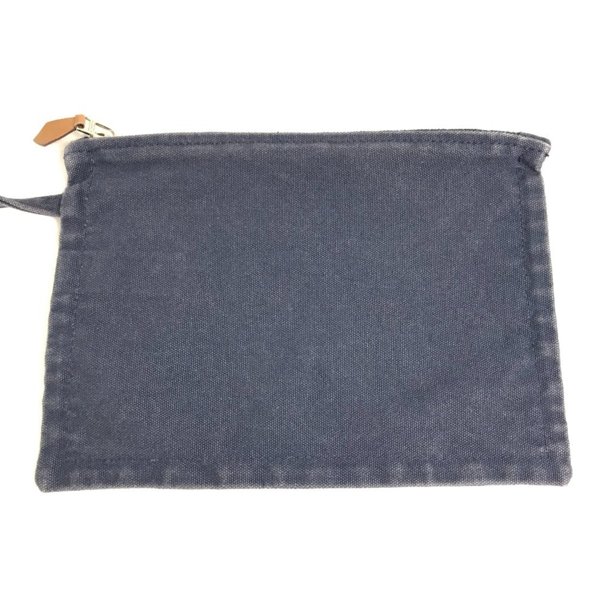 Hermes Black Blue Cotton Handbag Pouch Shoulder Bag Tote Bag (Pre-Owned)