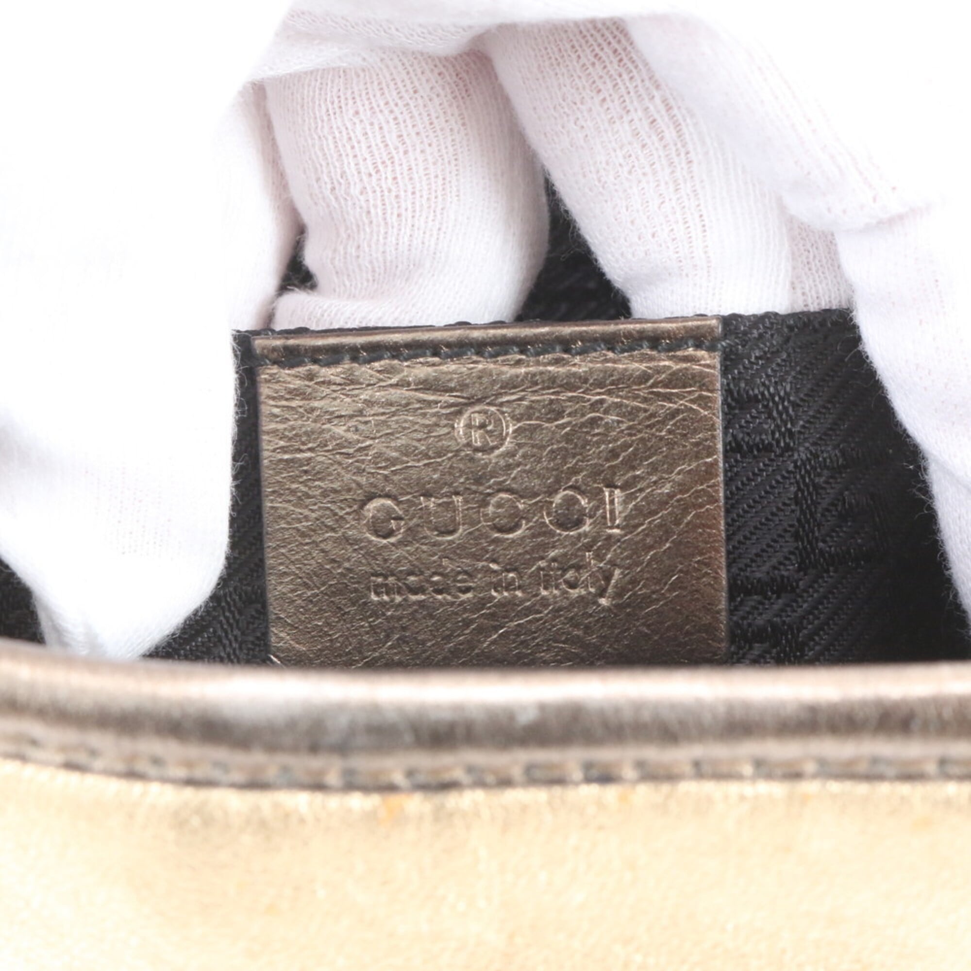 Gucci Gold Leather Handbag Tote Bag (Pre-Owned)