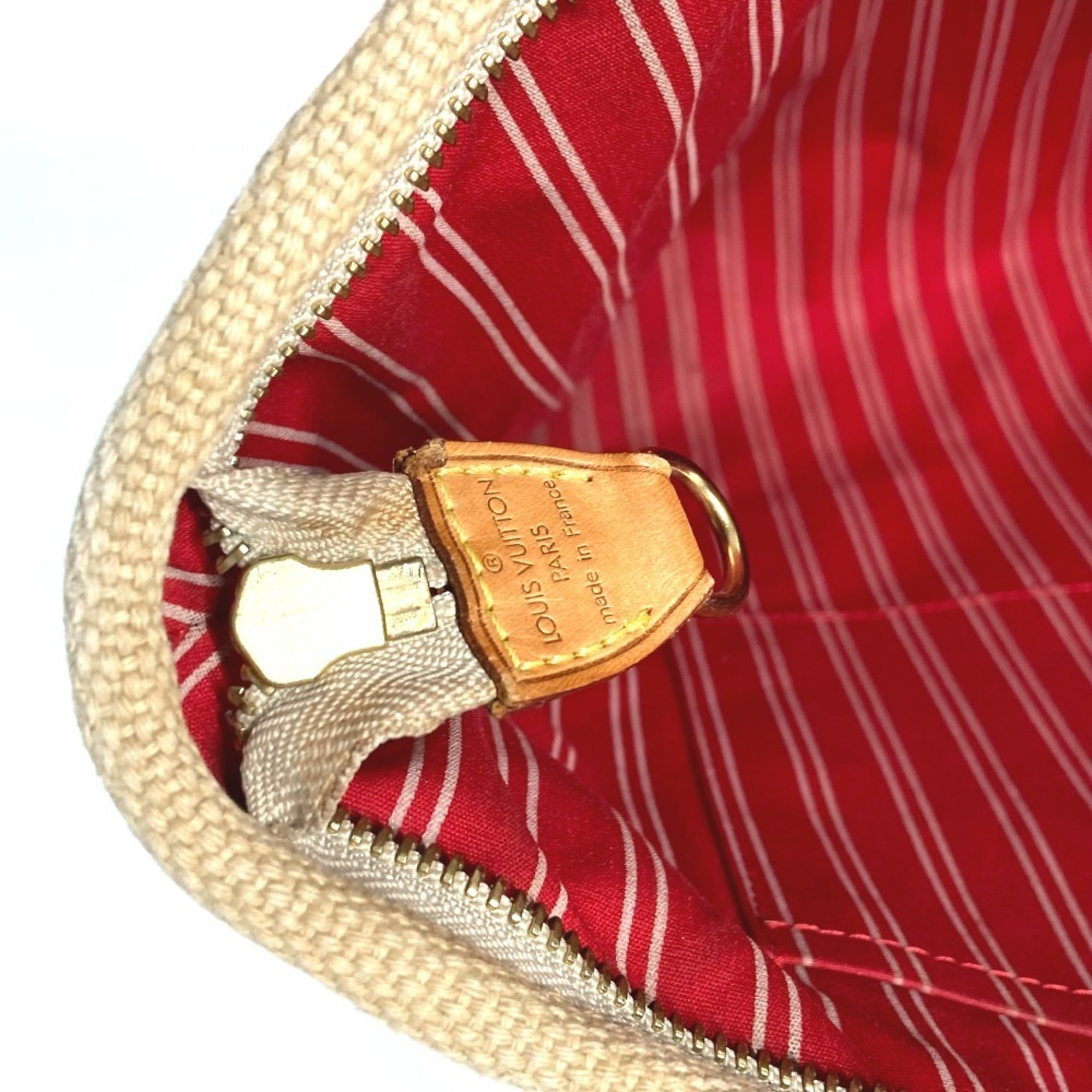 Louis Vuitton Beige Red Color Canvas Shoulder Bag Tote Bag (Pre-Owned)