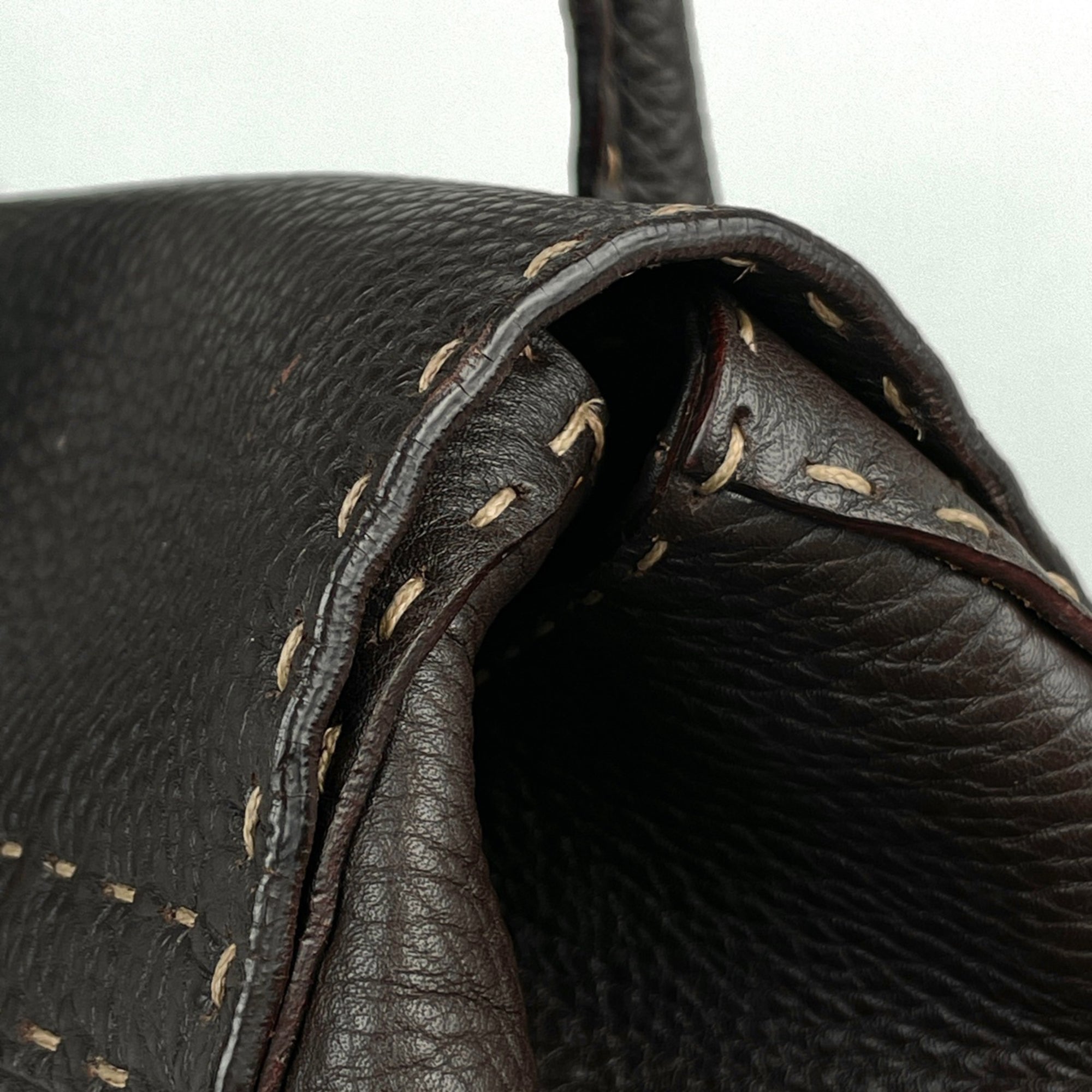 Fendi Brown Leather Handbag Tote Bag (Pre-Owned)