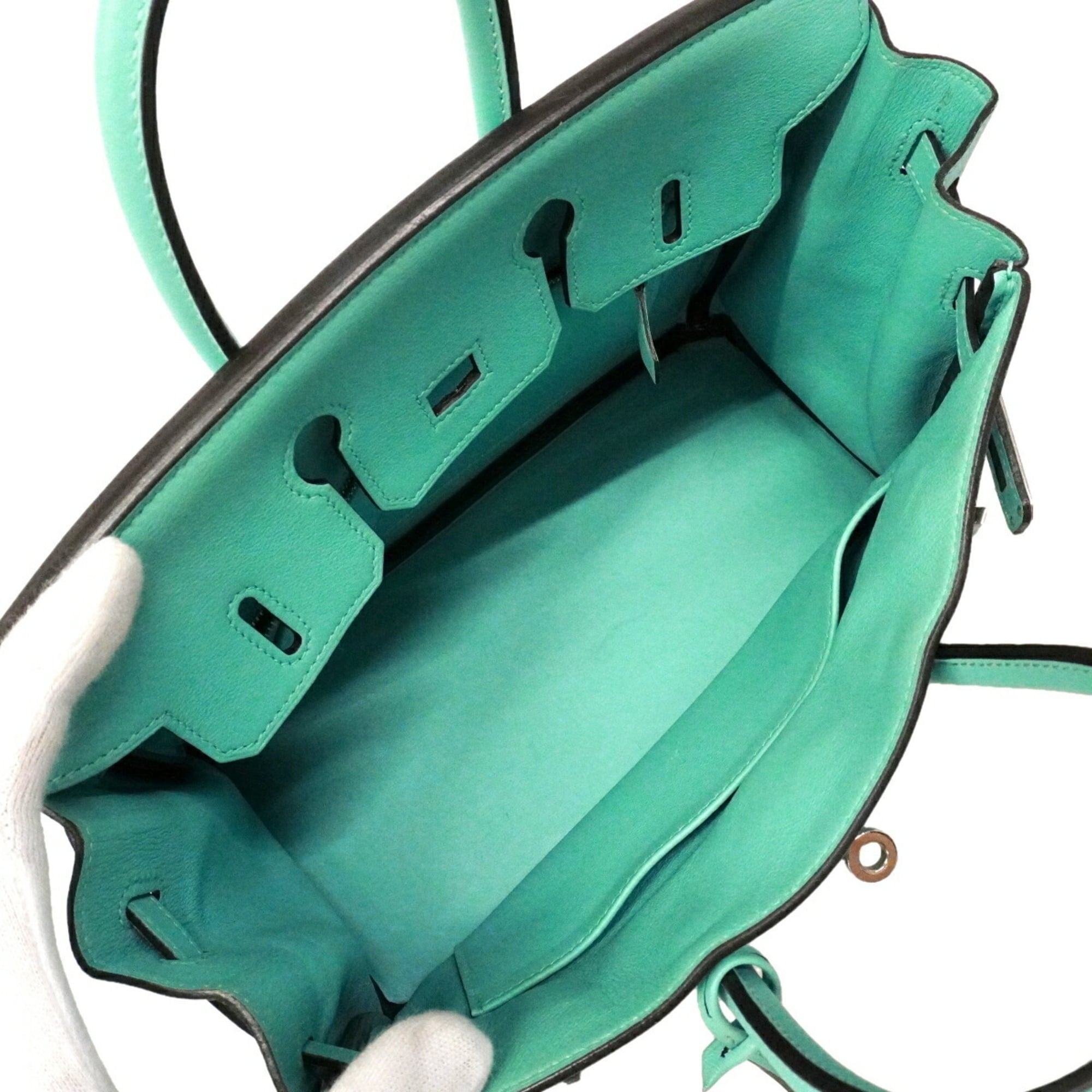Hermes Blue Atoll Swift Leather Handbag (Pre-Owned)