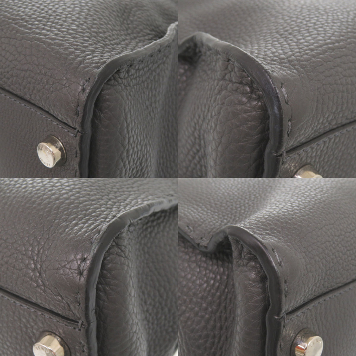 Fendi Gray Leather Handbag (Pre-Owned)