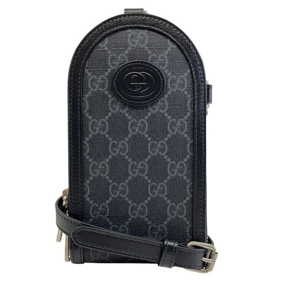 Gucci Black Canvas Leather Shoulder Bag (Pre-Owned)
