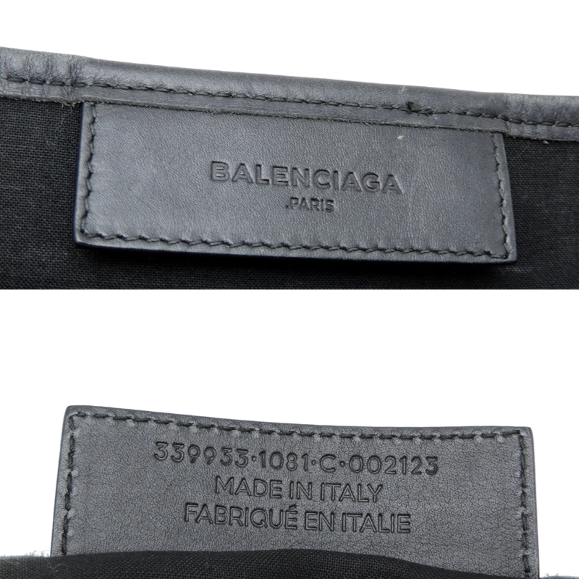 Balenciaga Black White Canvas Leather Handbag Pouch (Pre-Owned)