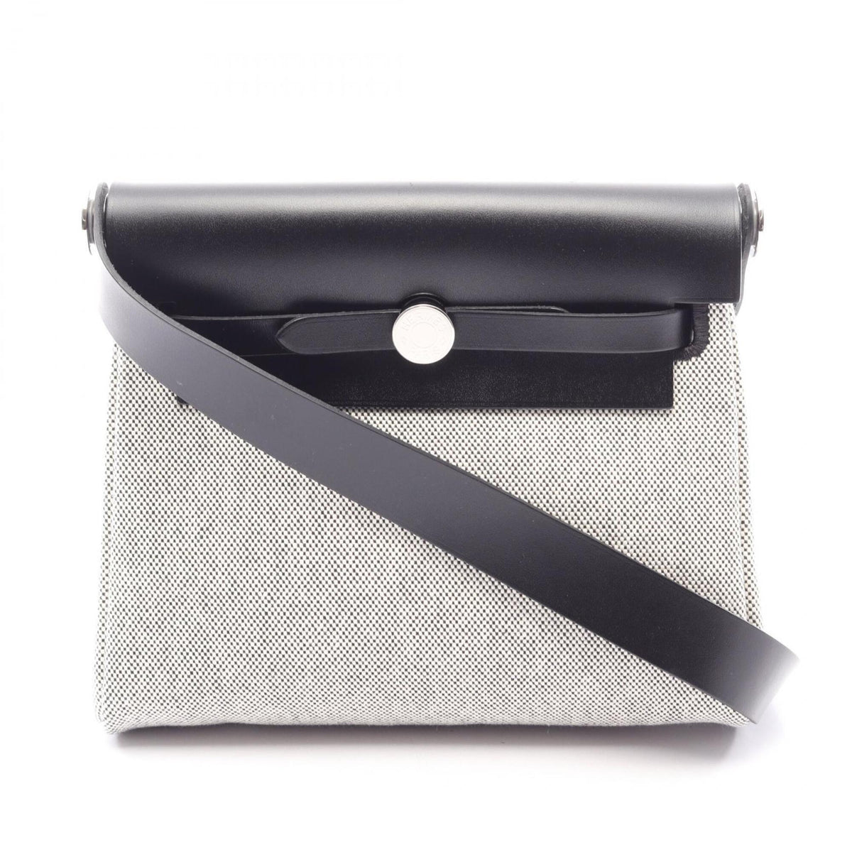 Hermes Black Gray Toile H Vache Leather Handbag Shoulder Bag (Pre-Owned)
