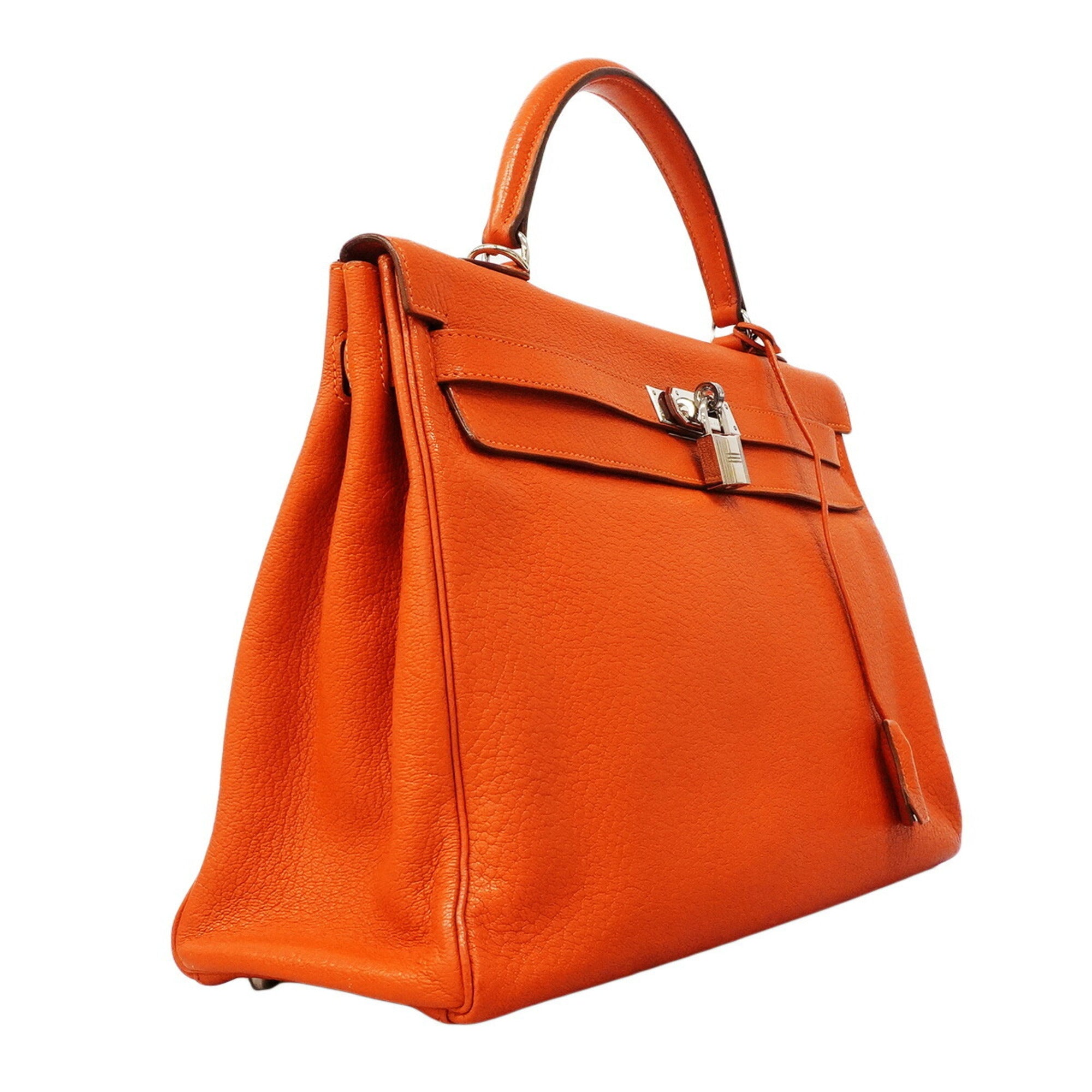 Hermes Orange Chevre Leather Handbag (Pre-Owned)