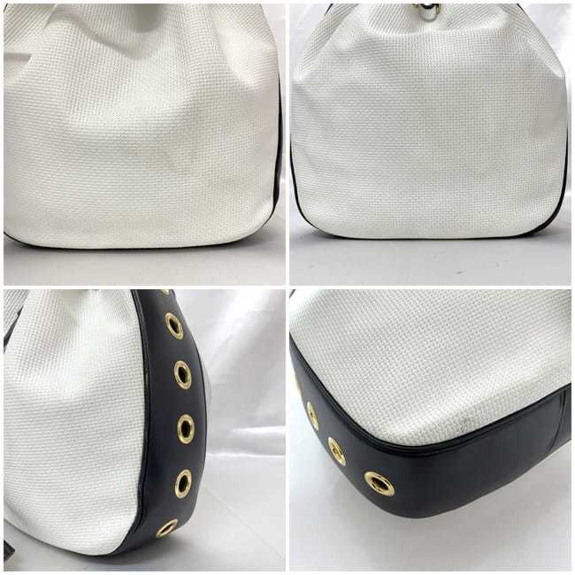 Yves Saint Laurent Navy White Pvc Leather Shoulder Bag (Pre-Owned)