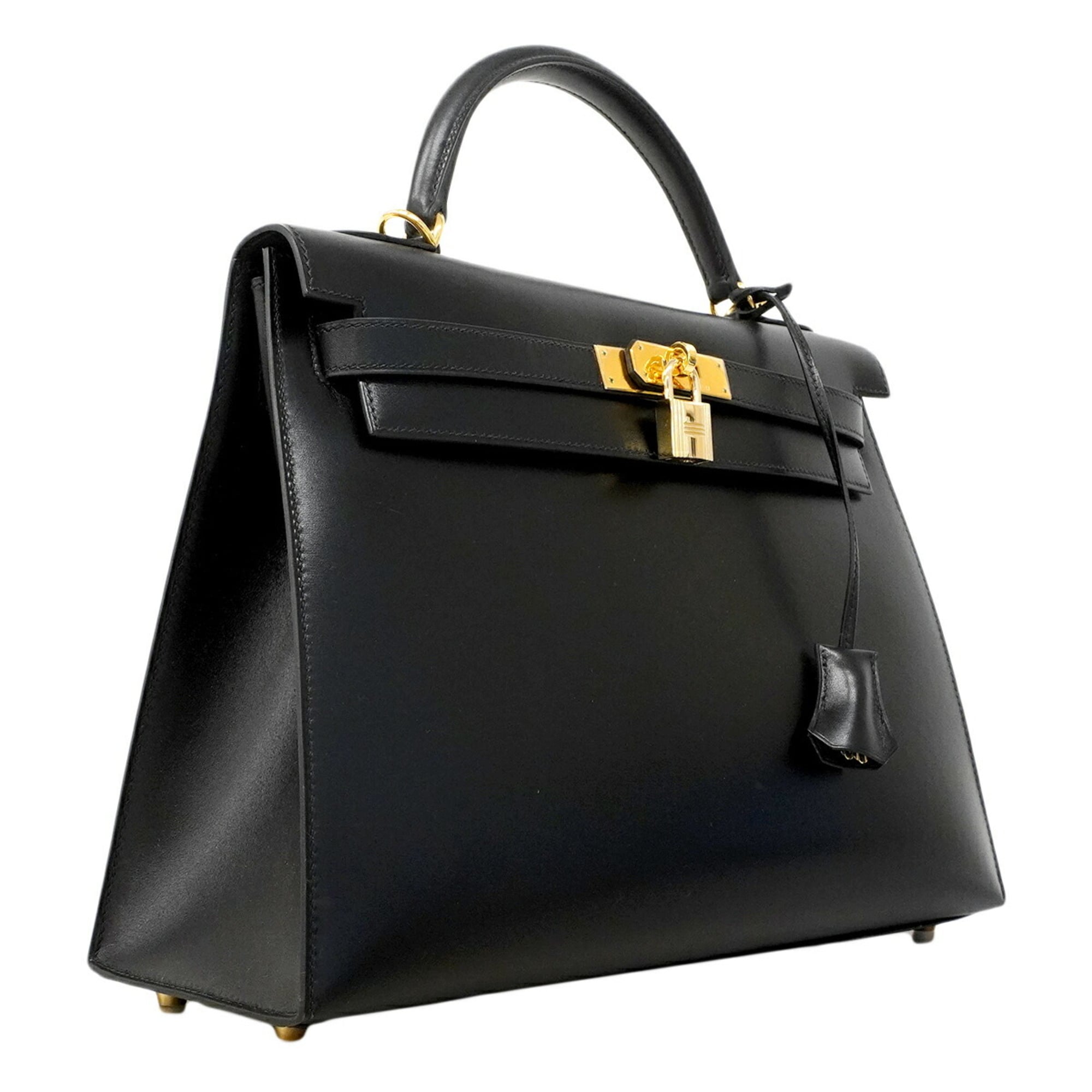 Hermes Black Box Calf Leather Handbag (Pre-Owned)
