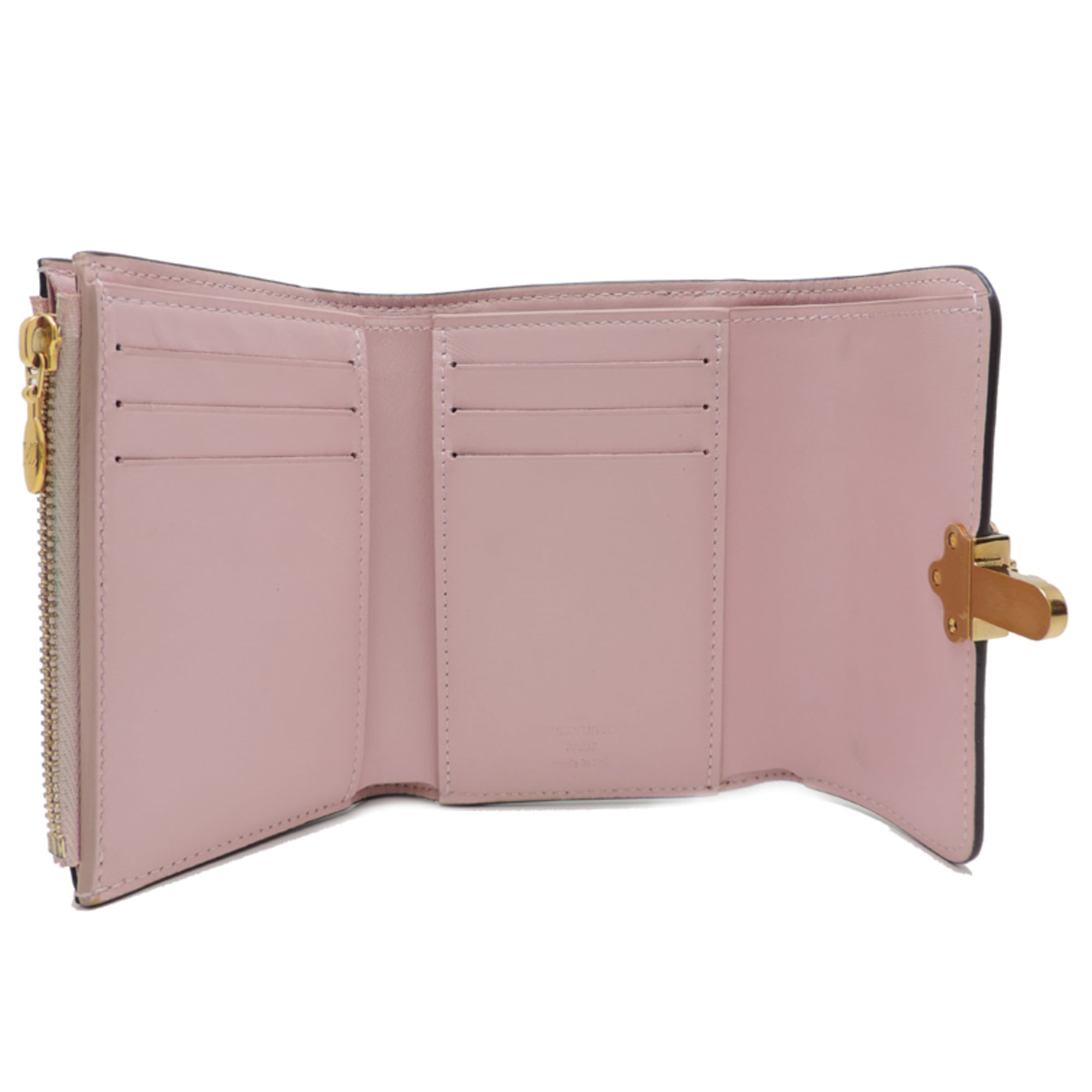 Louis Vuitton Brown Monogram Pink Rose Ballerine Patent Leather Monogram Wallet (Tri-Fold) (Pre-Owned)