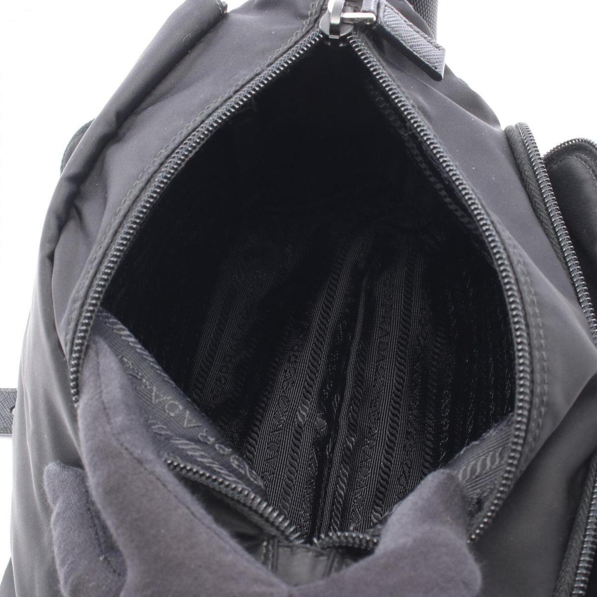Prada Black Nylon Leather Handbag Shoulder Bag (Pre-Owned)