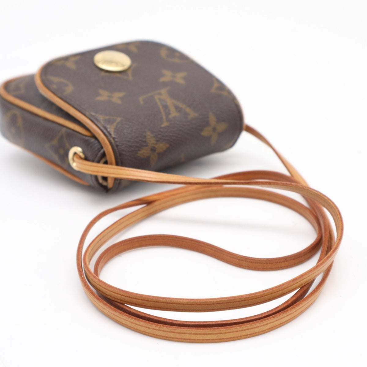 Louis Vuitton Beige Brown Coated Canvas Leather Pochette Shoulder Bag (Pre-Owned)