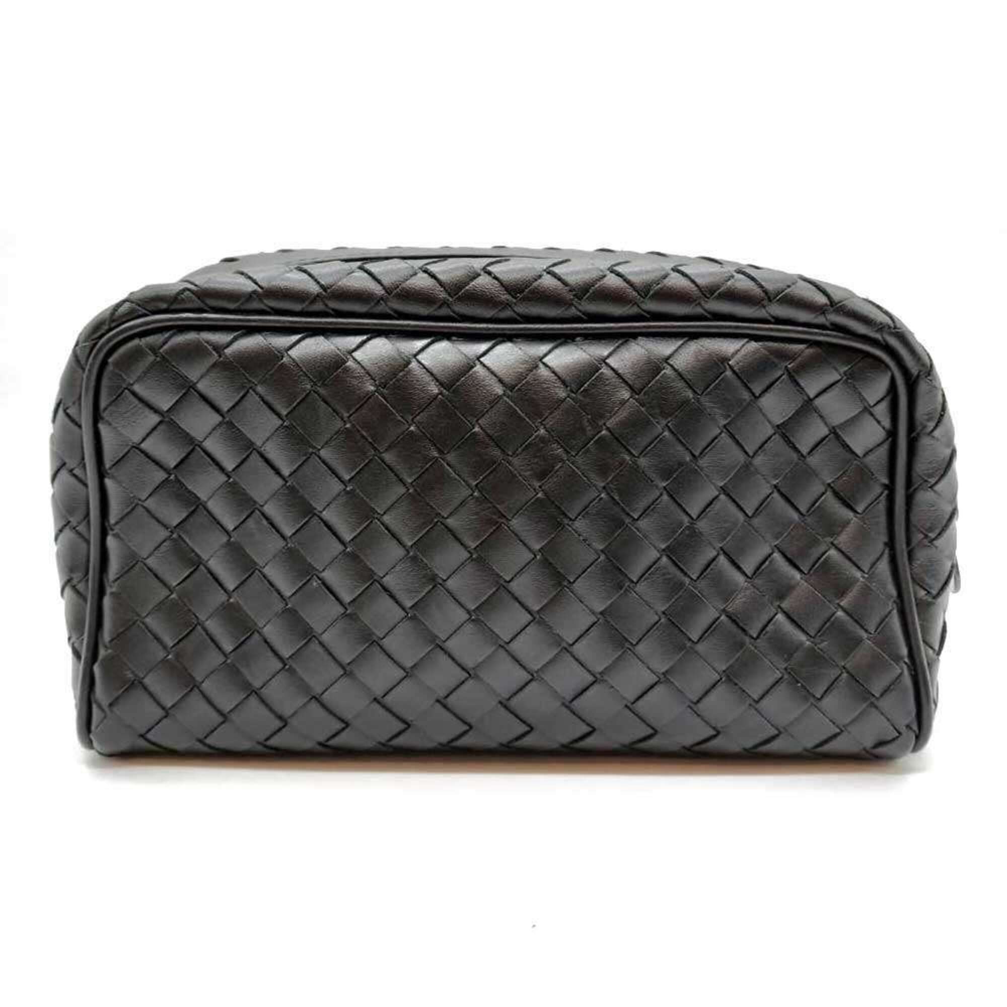 Bottega Veneta Intrecciato Black Leather Pouch (Pre-Owned)