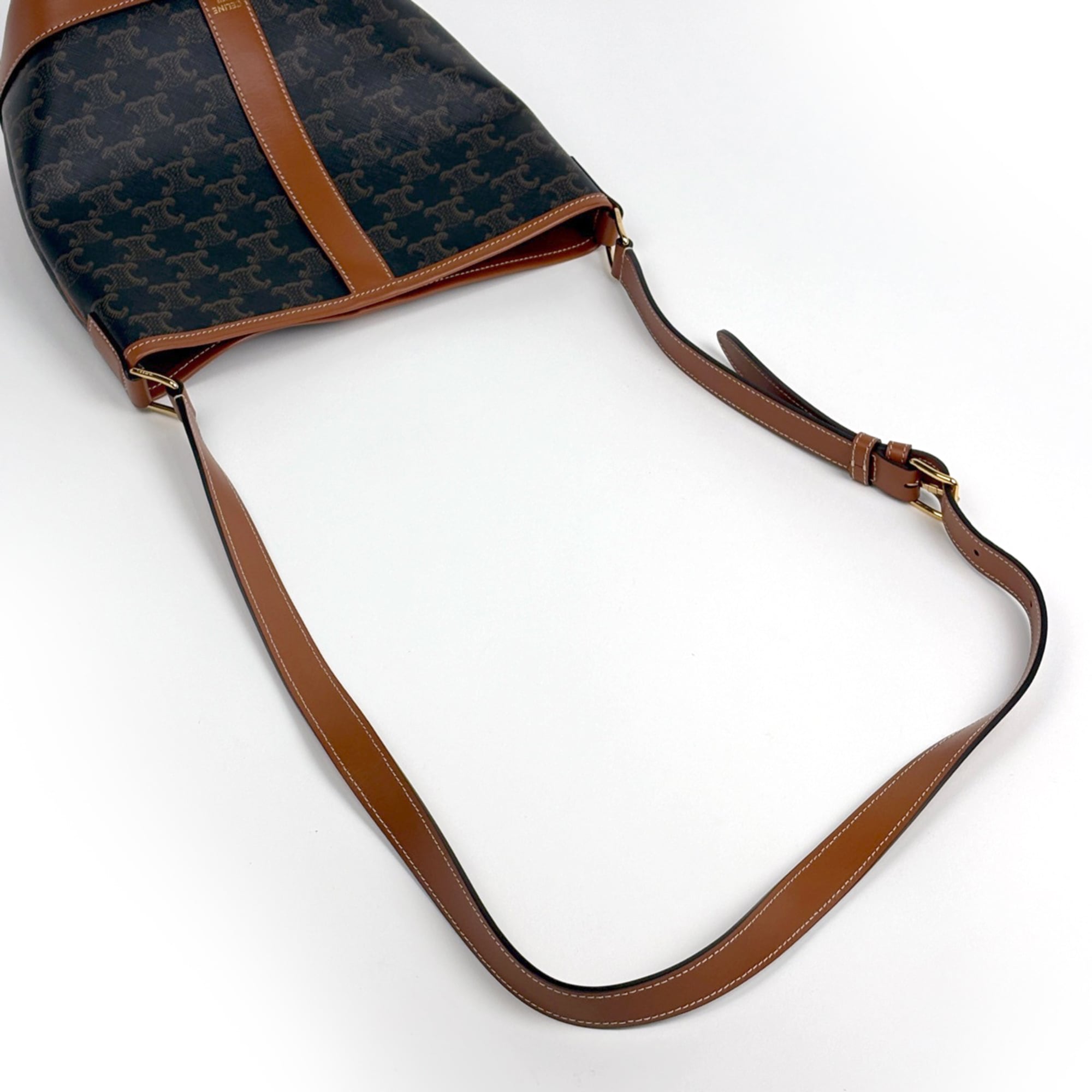 Celine Brown Coated Canvas Leather Shoulder Bag (Pre-Owned)