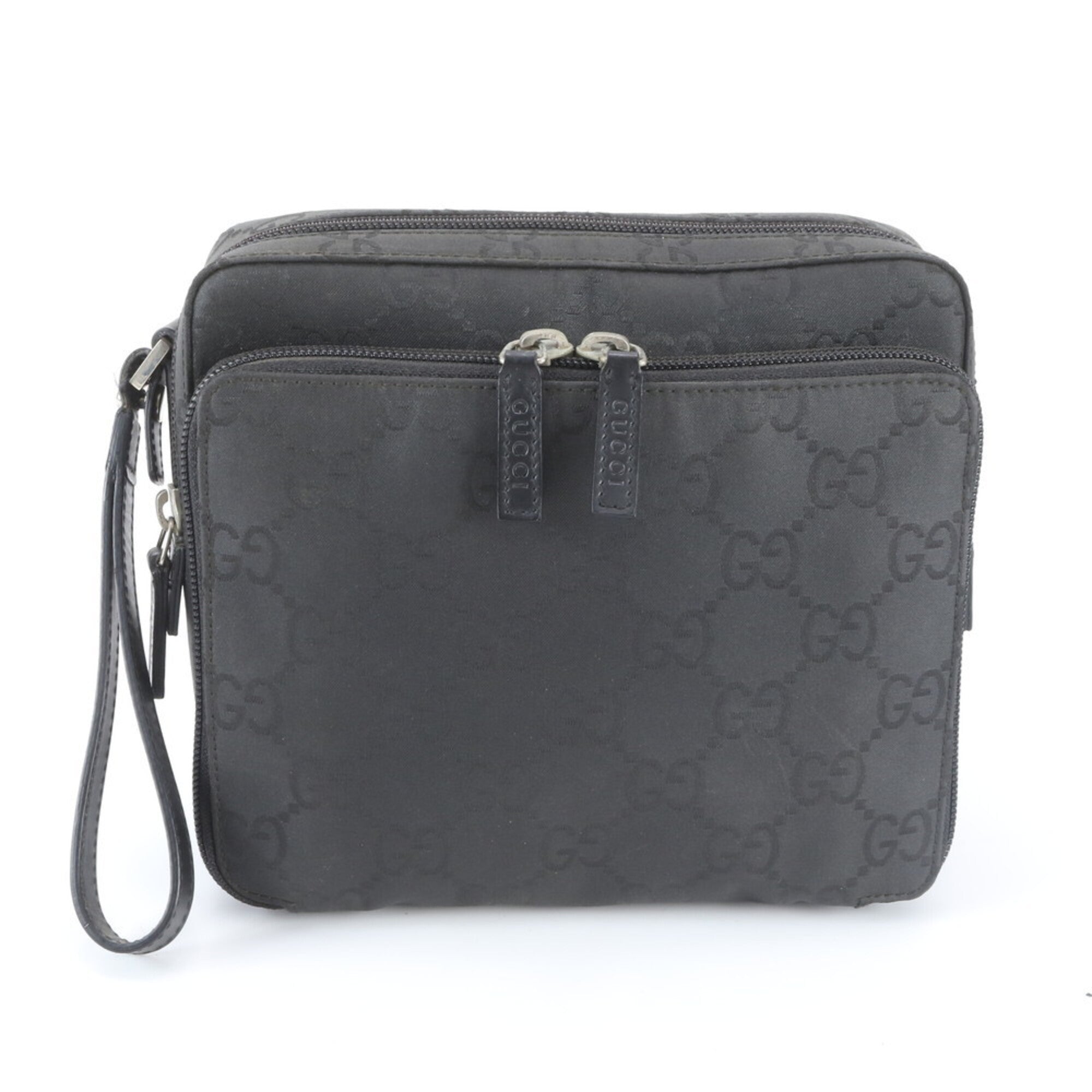 Gucci Black Nylon Leather Clutch Bag Pouch (Pre-Owned)