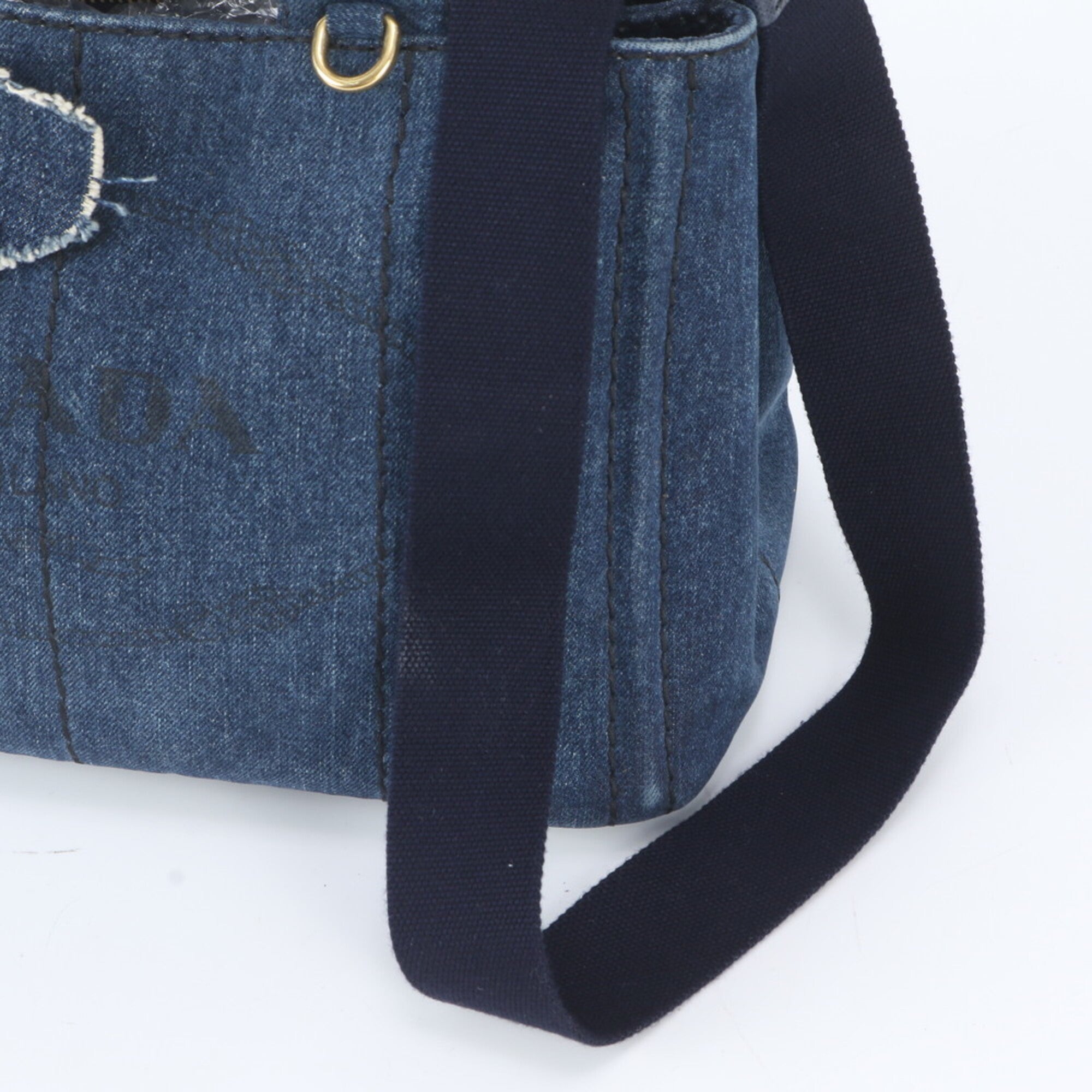 Prada Dark Blue Handbag Shoulder Bag Tote Bag (Pre-Owned)