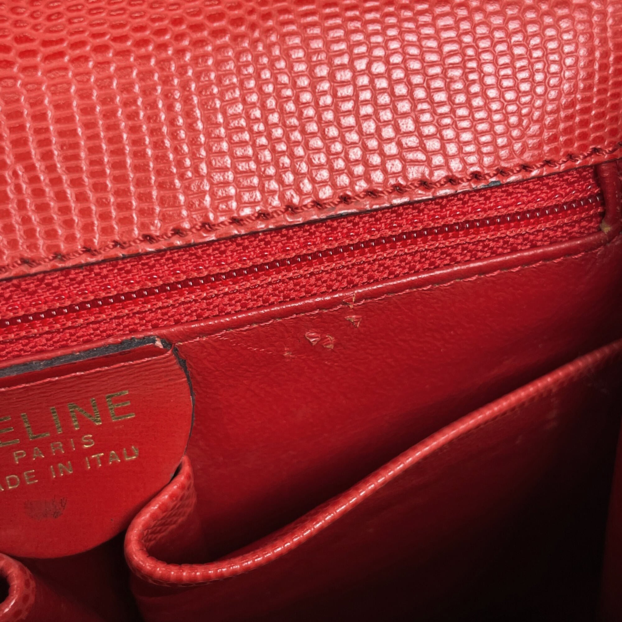 Celine Red Color Leather Handbag Shoulder Bag (Pre-Owned)