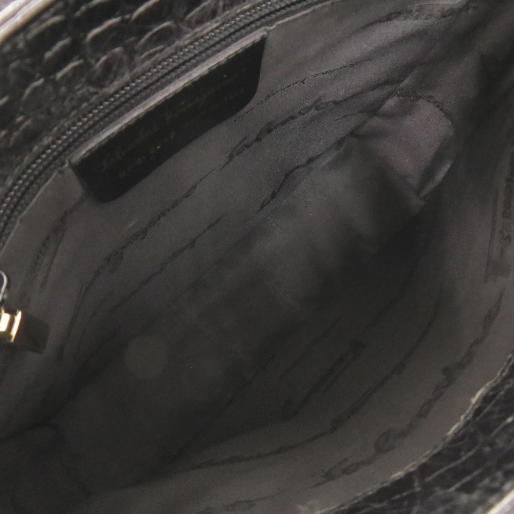 Salvatore Ferragamo Black Leather Handbag Shoulder Bag (Pre-Owned)