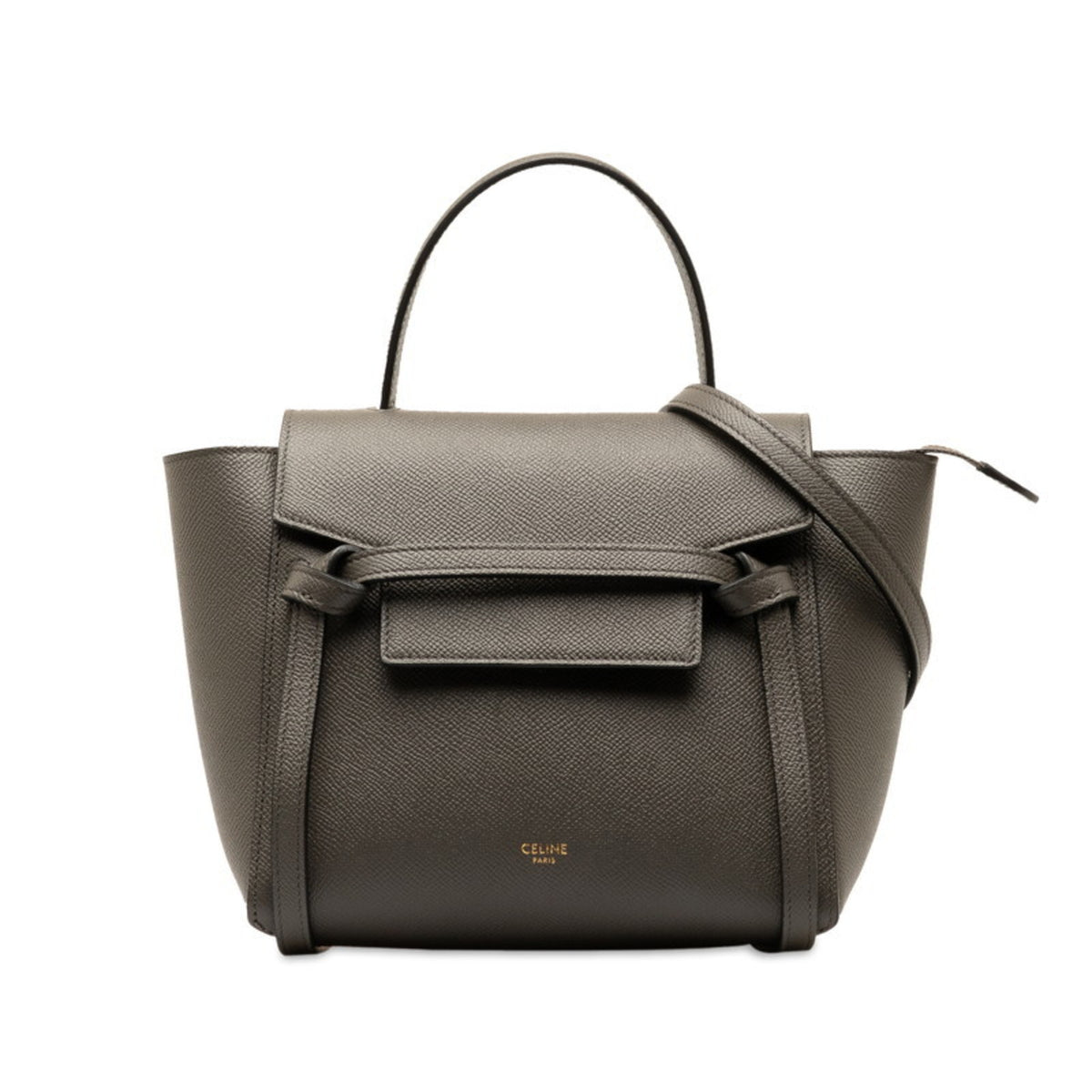 Celine Gray Leather Handbag Shoulder Bag (Pre-Owned)