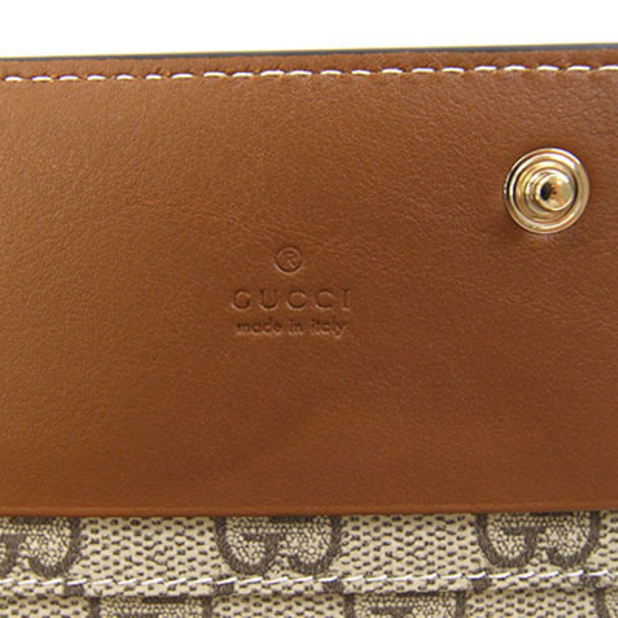Gucci Beige Brown Leather Pvc Long Wallet (Bi-Fold) (Pre-Owned)