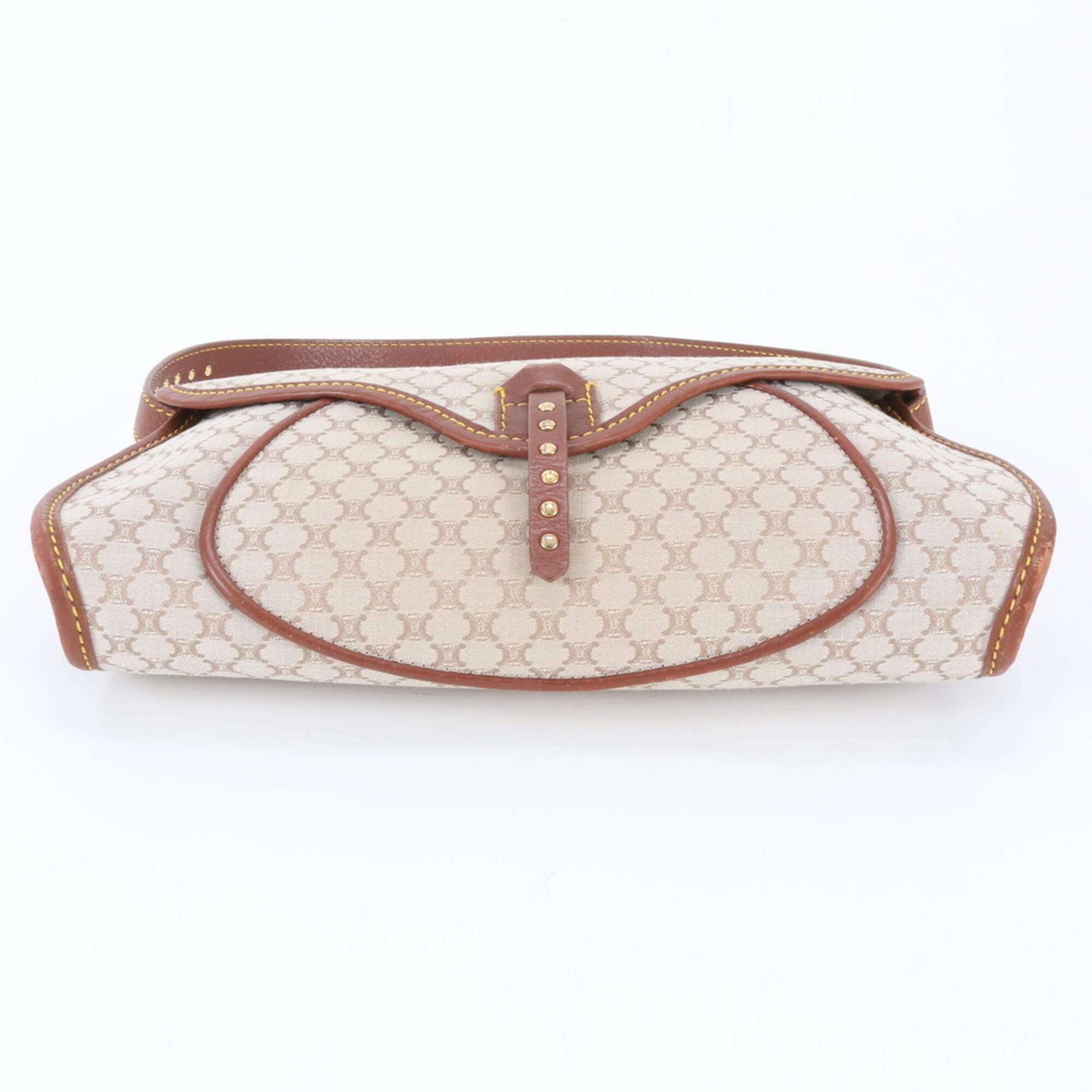 Celine Beige Brown Leather Canvas Handbag Shoulder Bag (Pre-Owned)