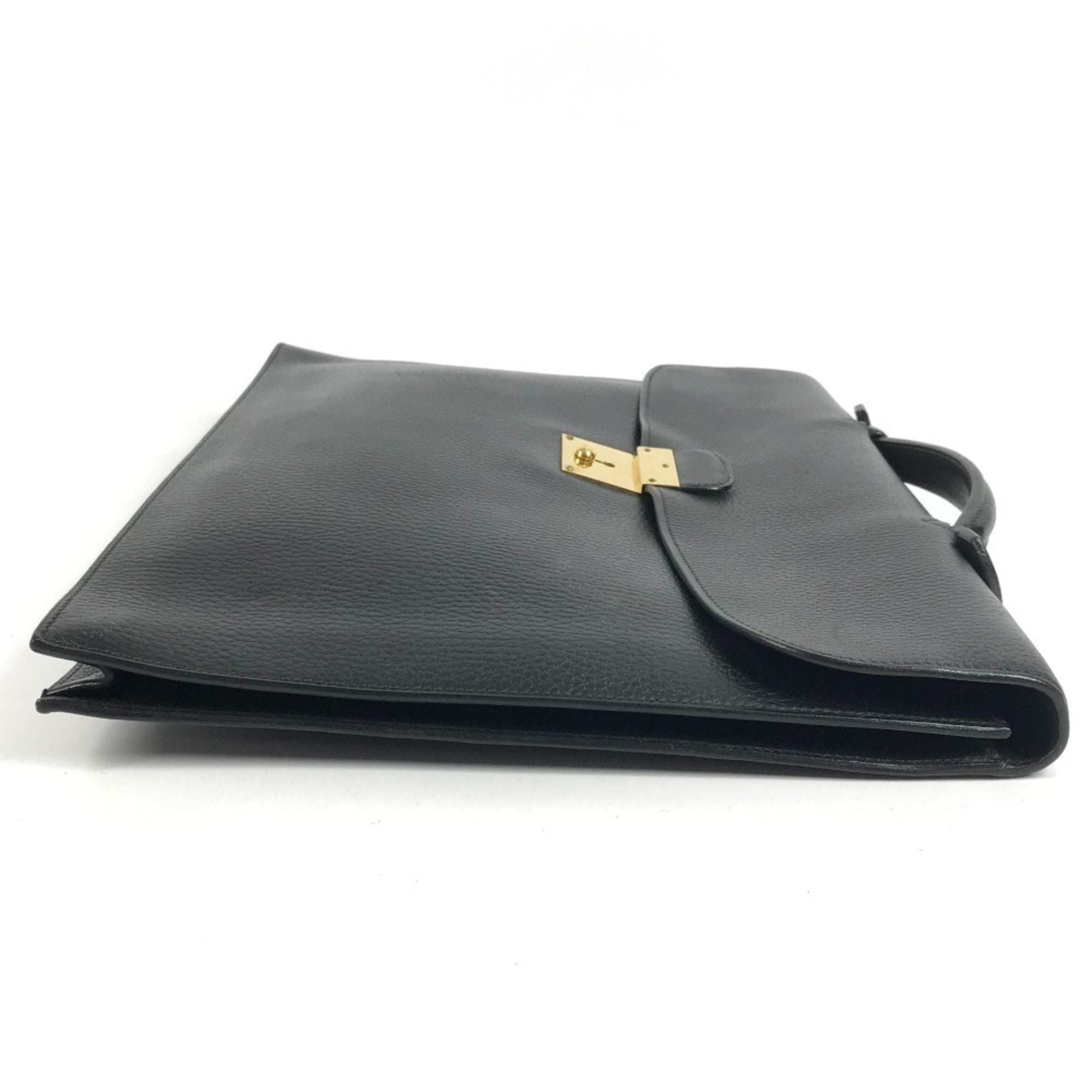 Hermes Black Leather Briefcase Handbag (Pre-Owned)