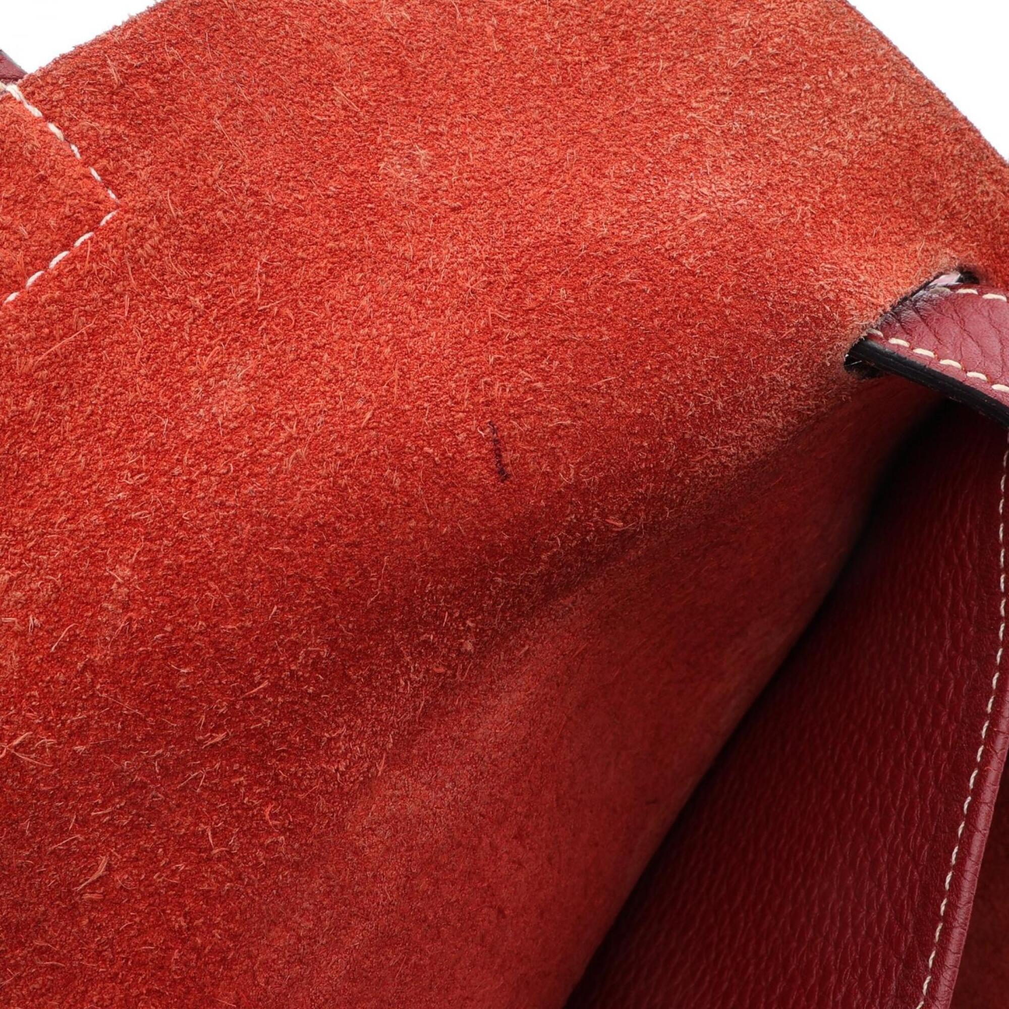 Hermes Bordeaux Rouge H Taurillon Clemence Leather Handbag (Pre-Owned)