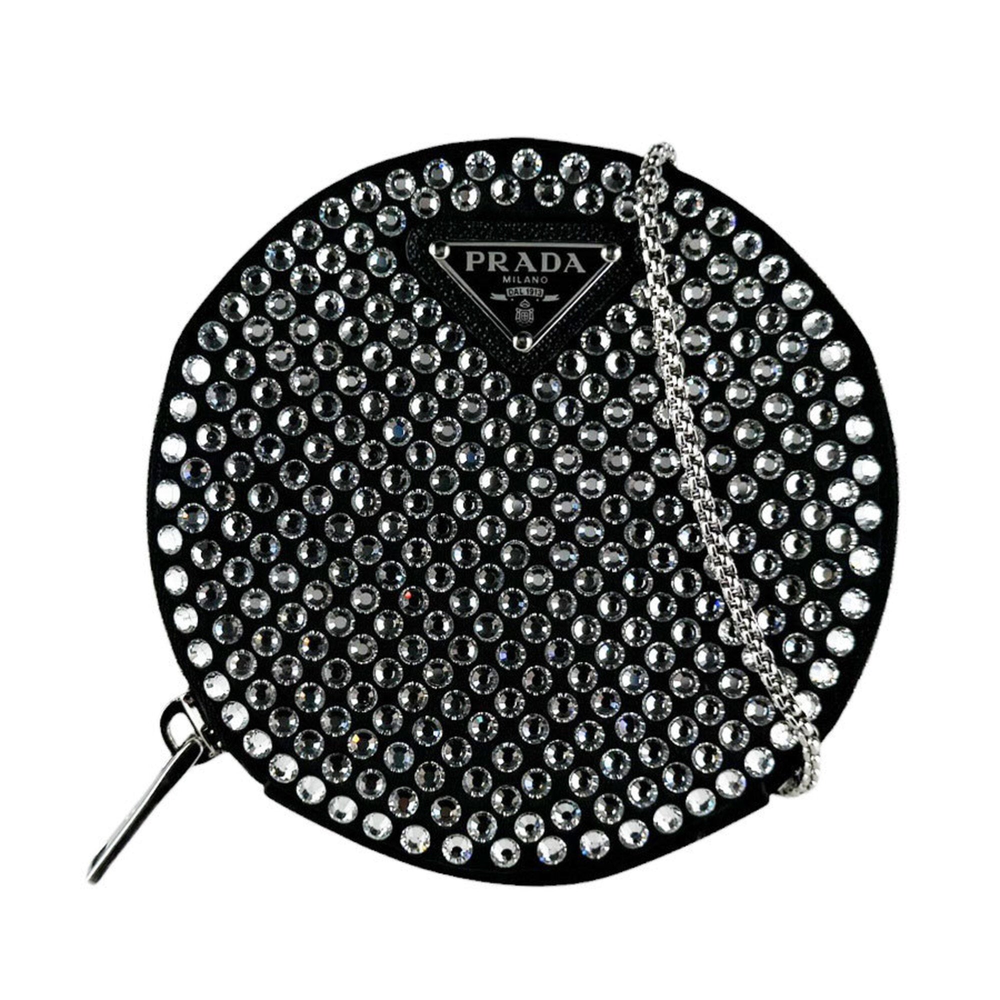Prada Black Satin Rhinestone Shoulder Bag (Pre-Owned)