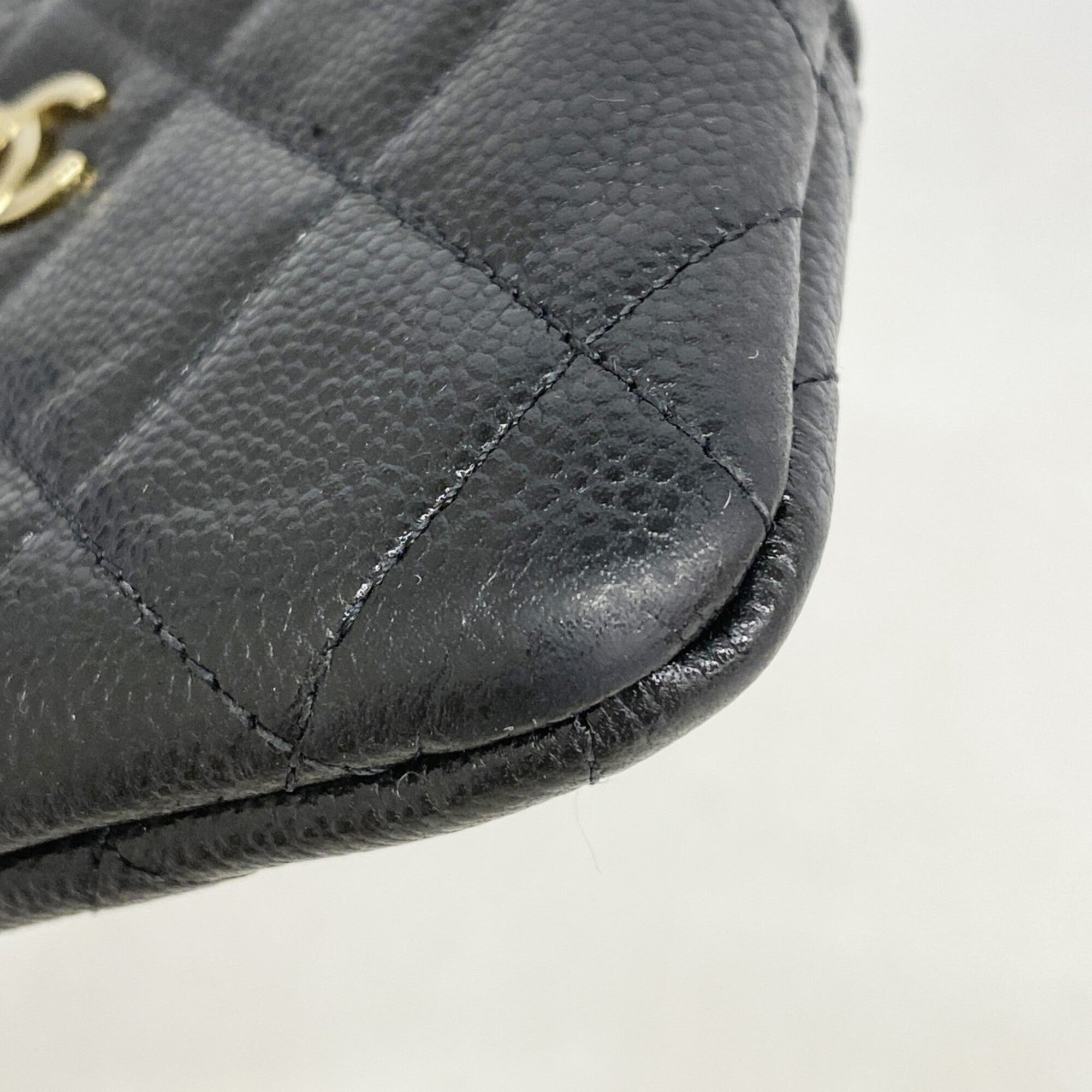 Chanel Black Grained Calfskin Coin Purse/Coin Case (Pre-Owned)