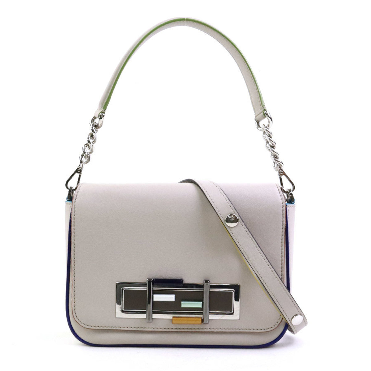 Fendi Grayish Leather Handbag Shoulder Bag (Pre-Owned)