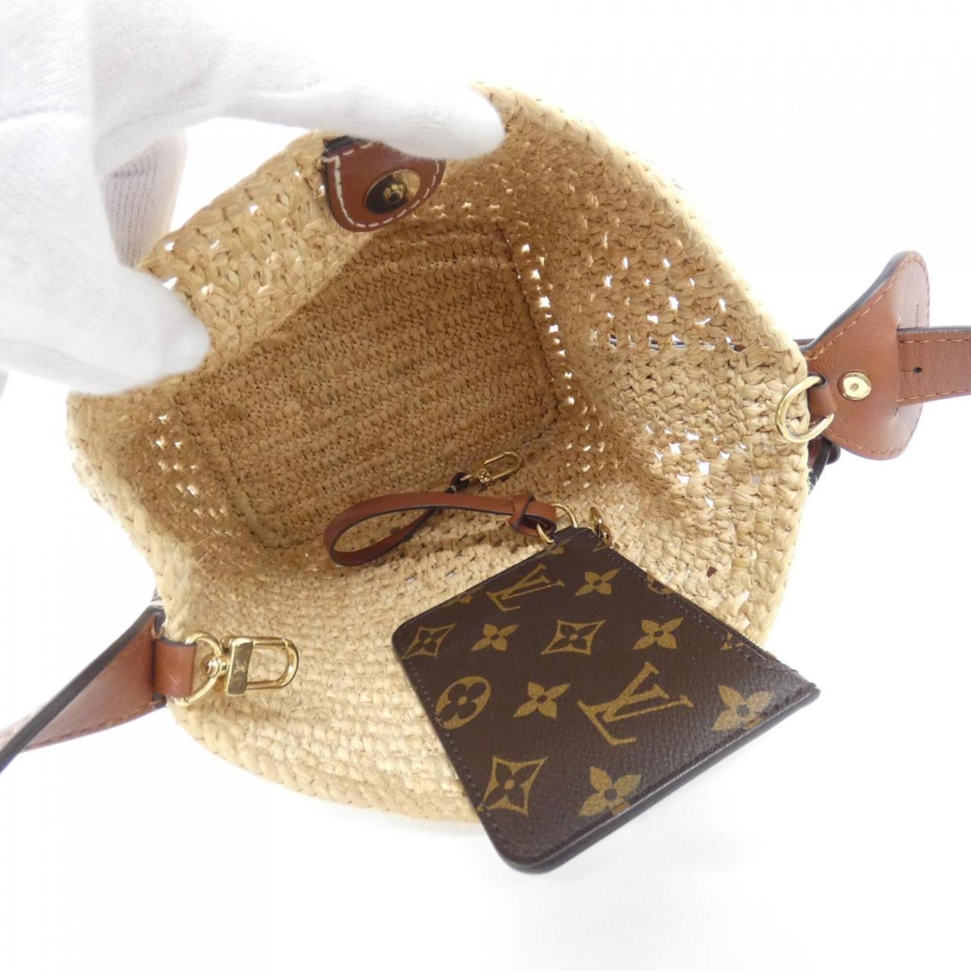 Louis Vuitton Beige Brown Raffia Handbag (Pre-Owned)