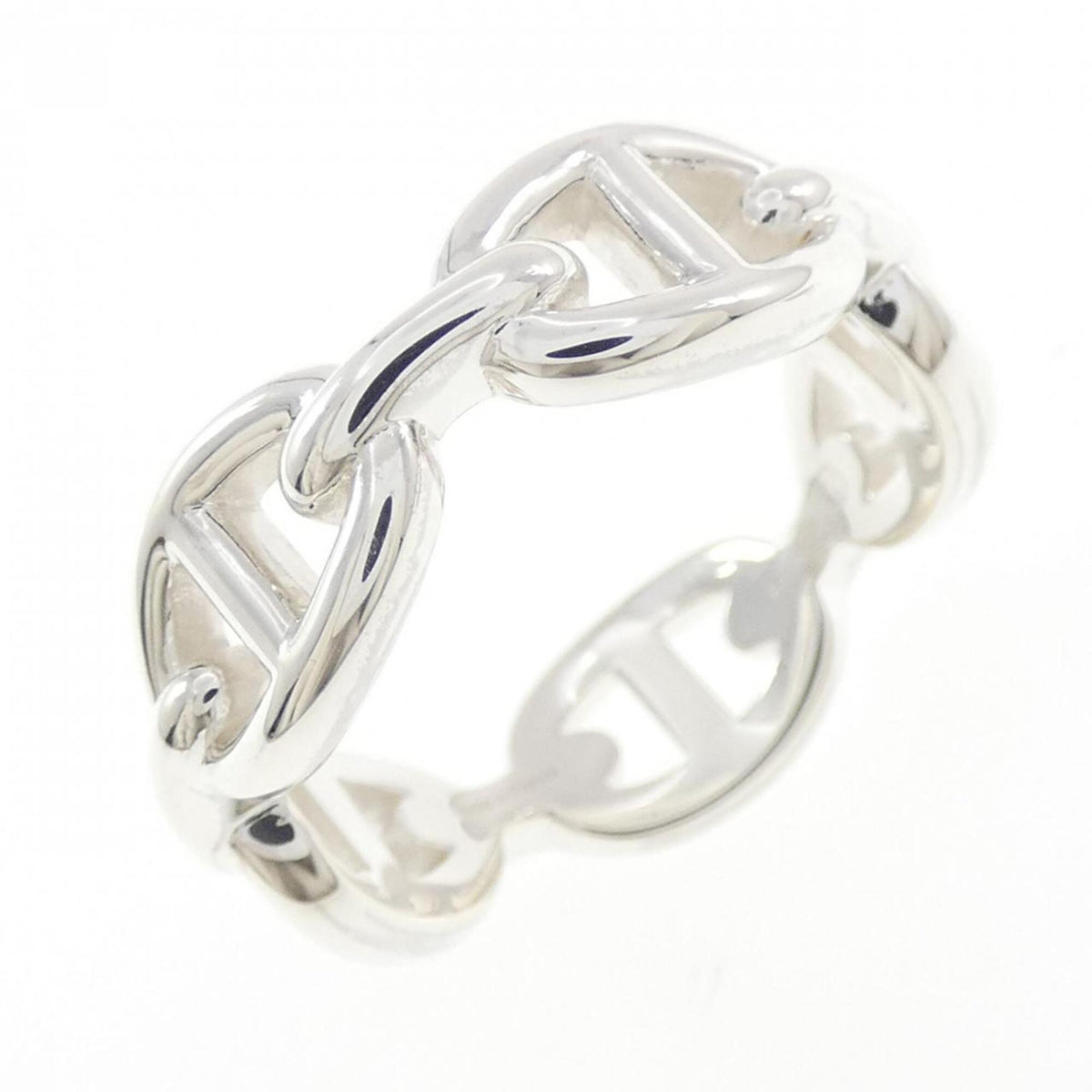 Hermes Silver 925 Band Ring (Pre-Owned)