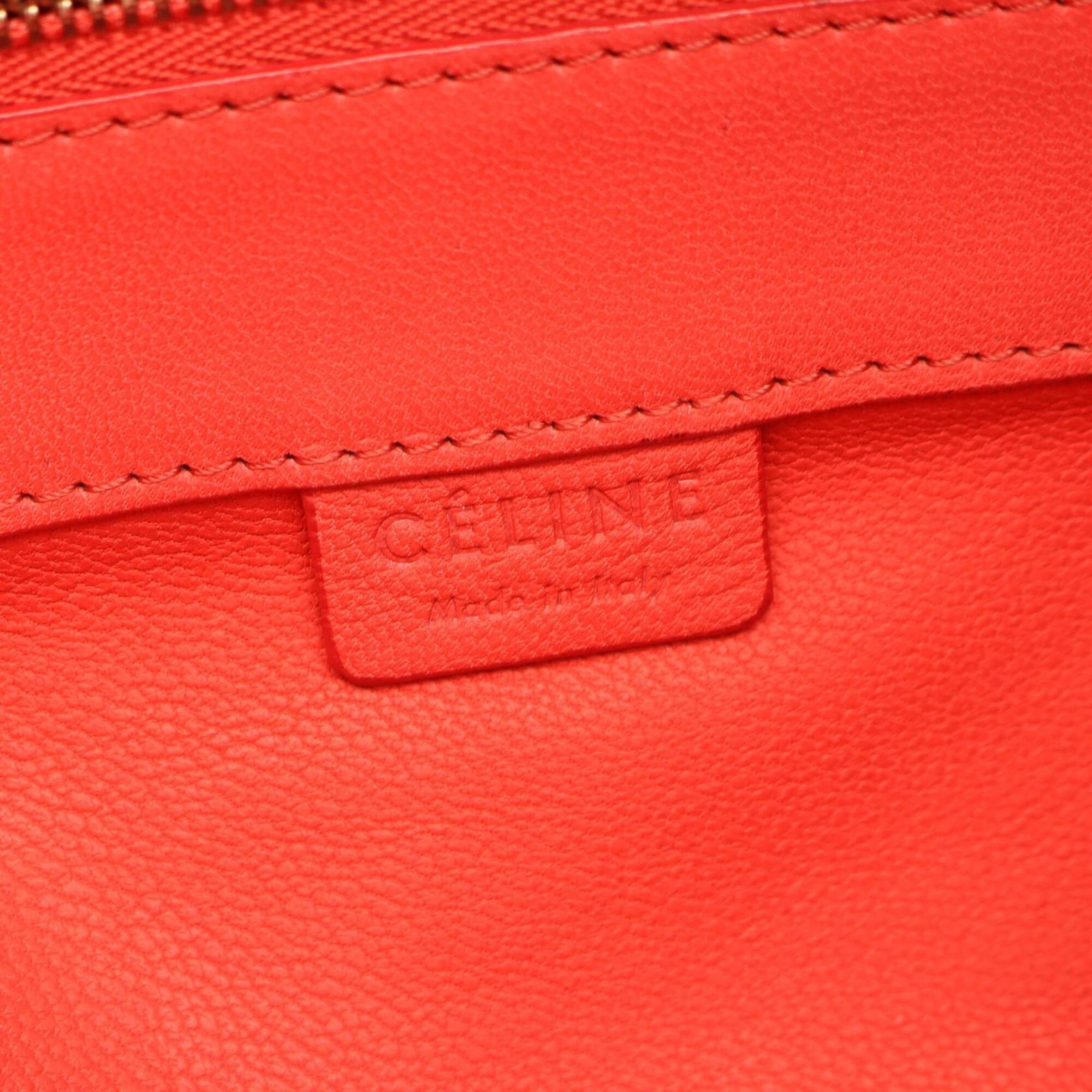 Celine Cabas Red Color Leather Handbag Tote Bag (Pre-Owned)