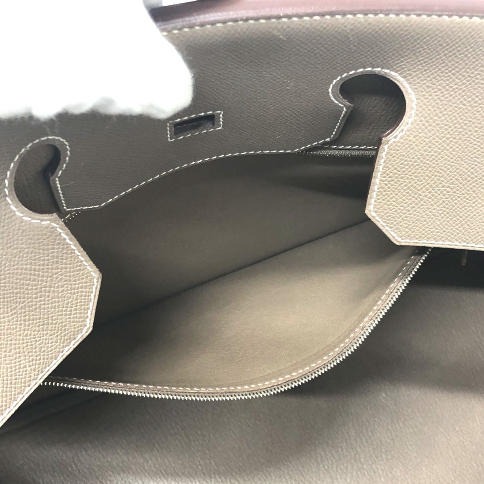 Hermes Brown Etoupe Gray Epsom Leather Handbag Tote Bag (Pre-Owned)