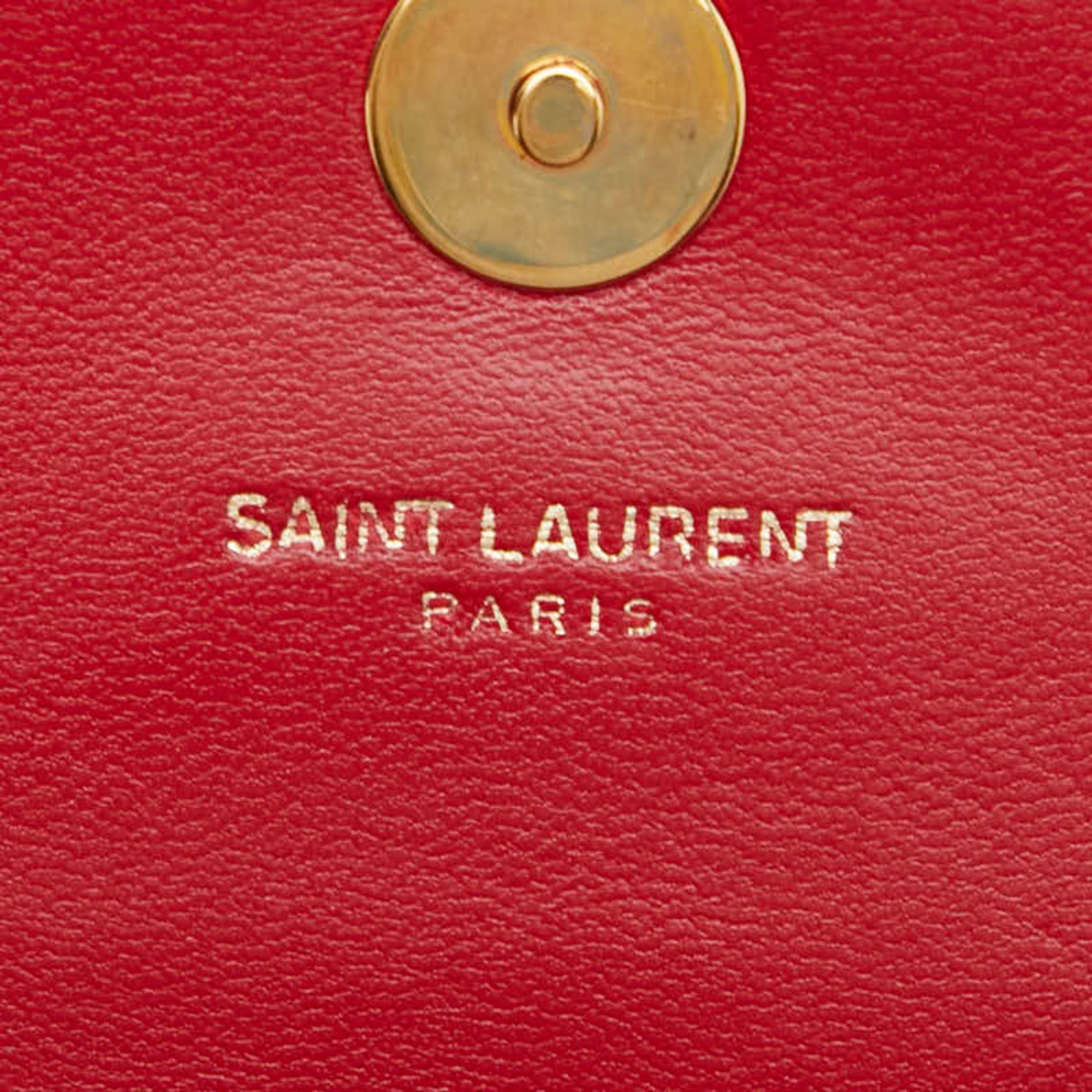 Saint Laurent Gold Red Color Leather Shoulder Bag (Pre-Owned)
