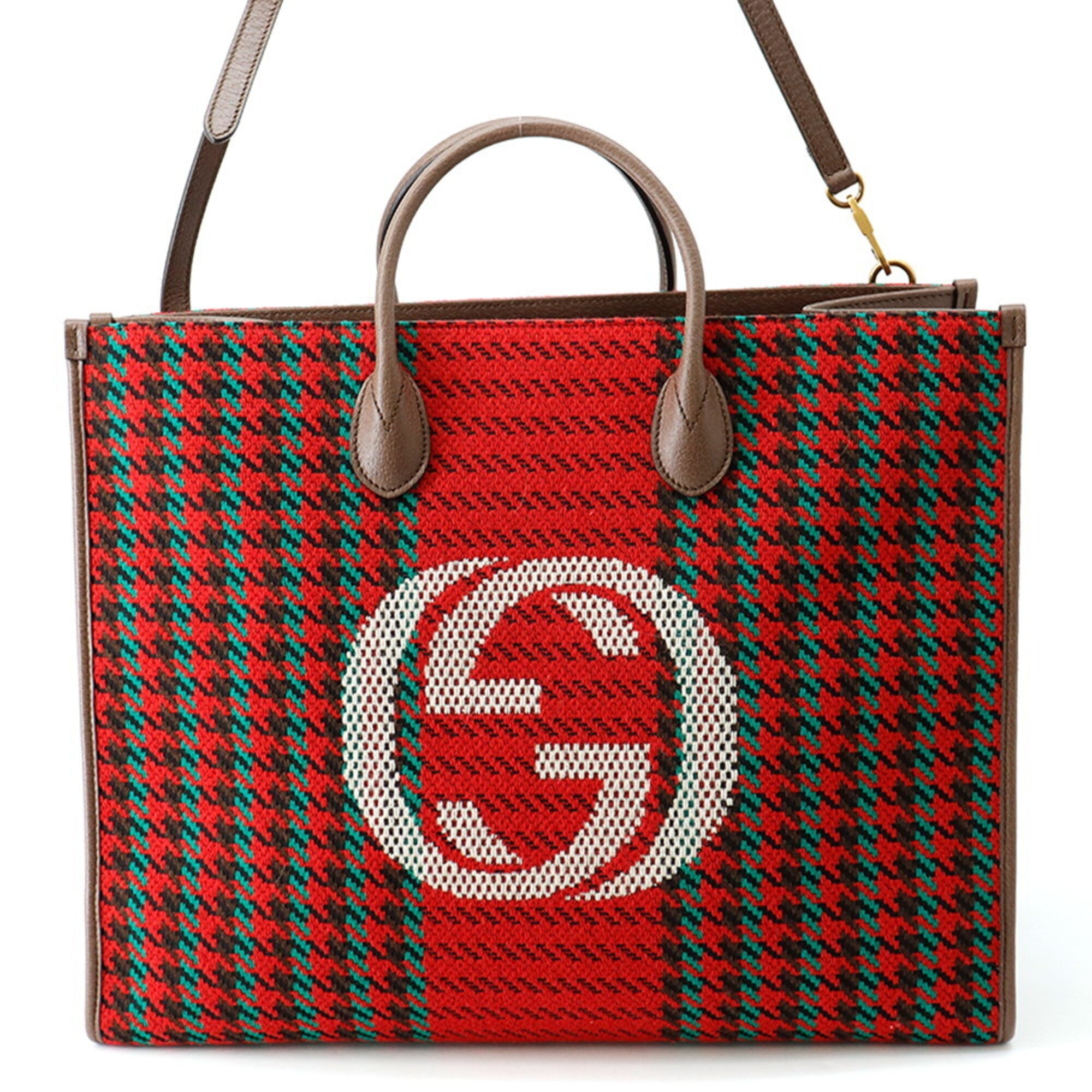 Gucci Multi-Color Red Color Canvas Leather Handbag (Pre-Owned)