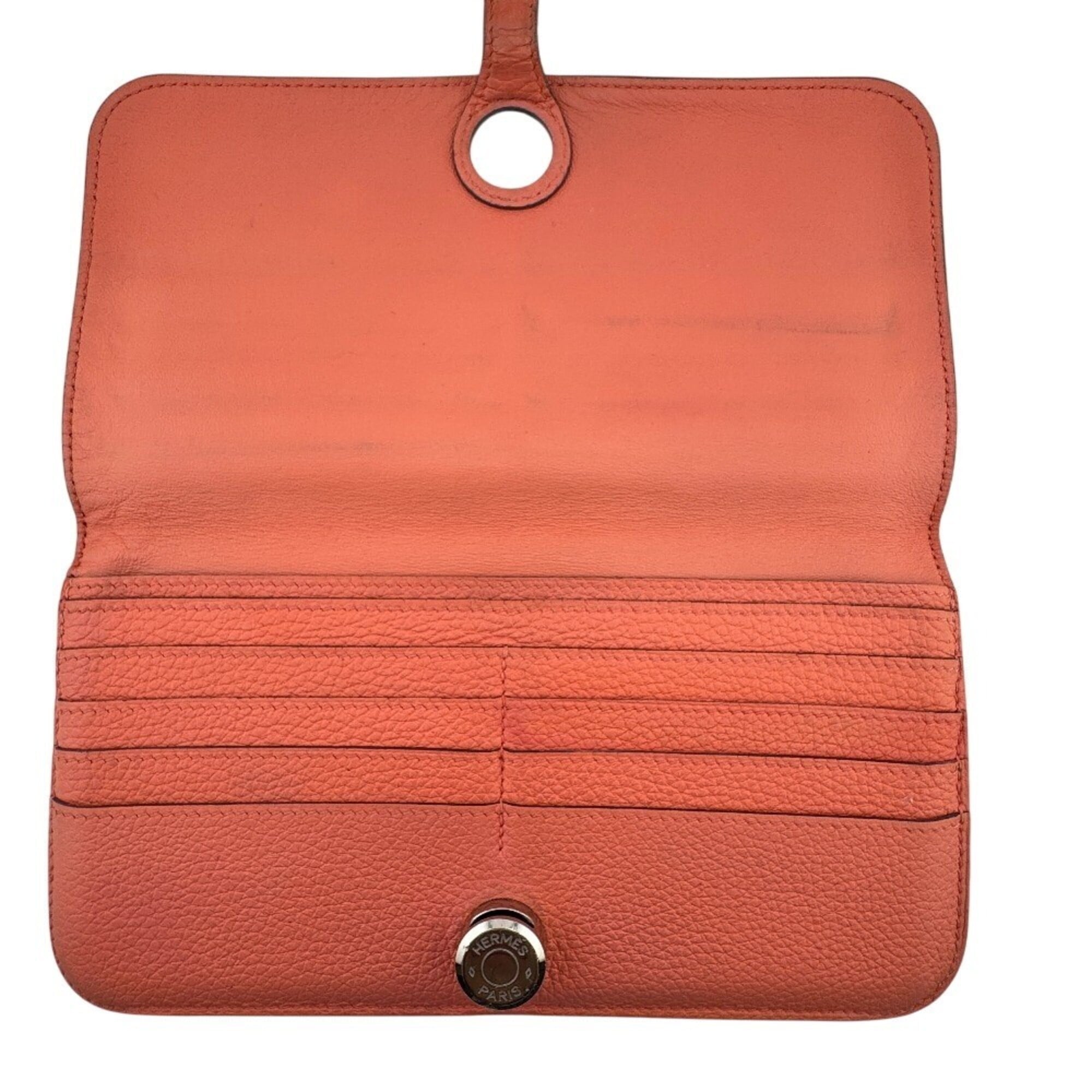 Hermes Dogon Pink Leather Long Wallet (Bi-Fold) (Pre-Owned)