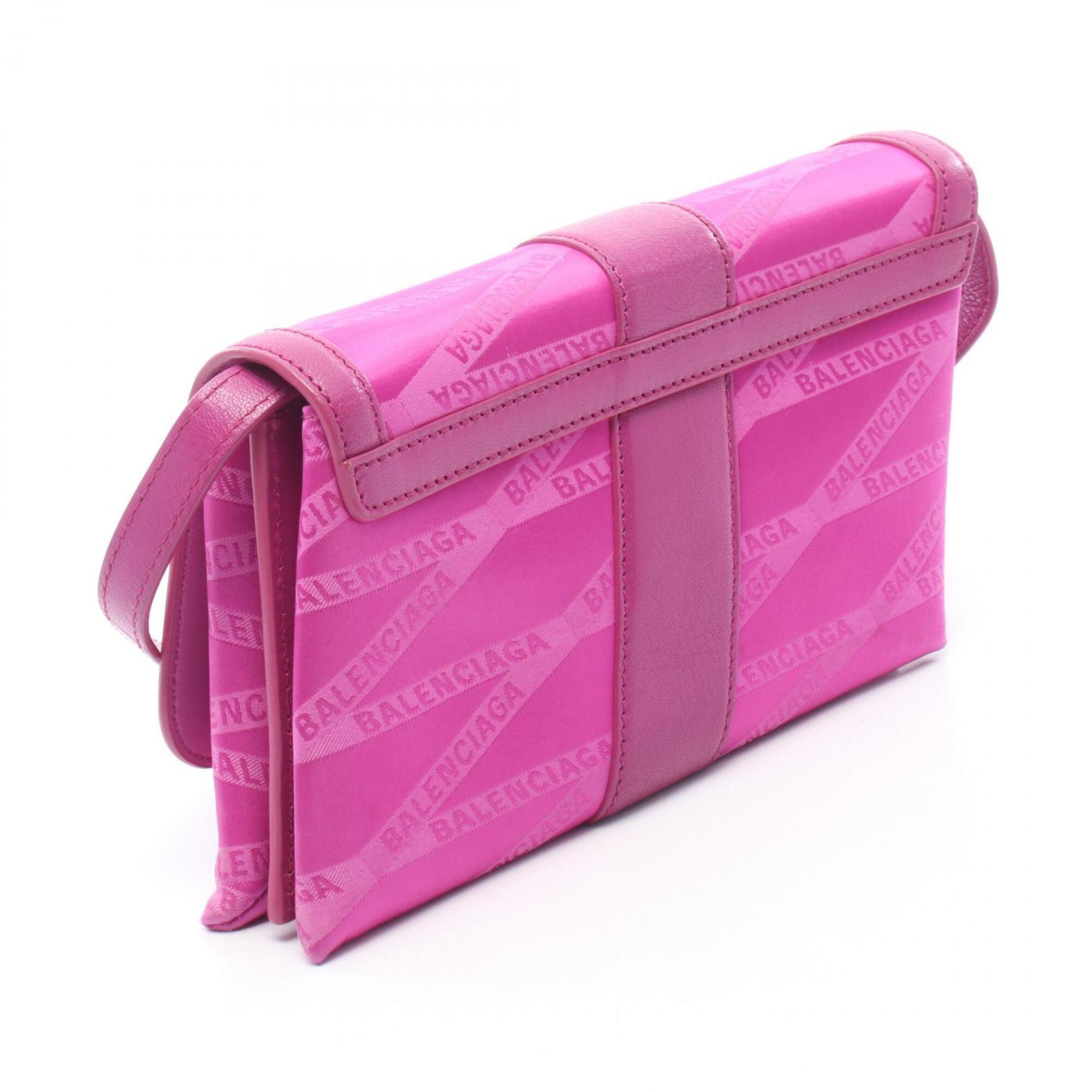 Balenciaga Pink Leather Canvas Handbag Shoulder Bag (Pre-Owned)