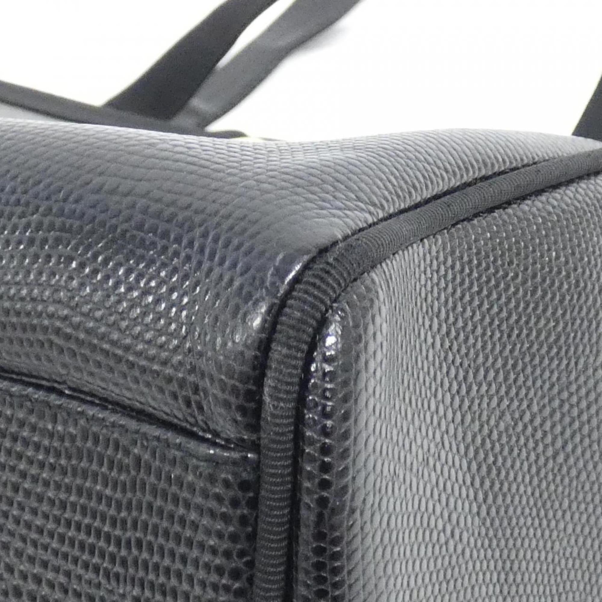 Salvatore Ferragamo Black Leather Handbag Tote Bag (Pre-Owned)