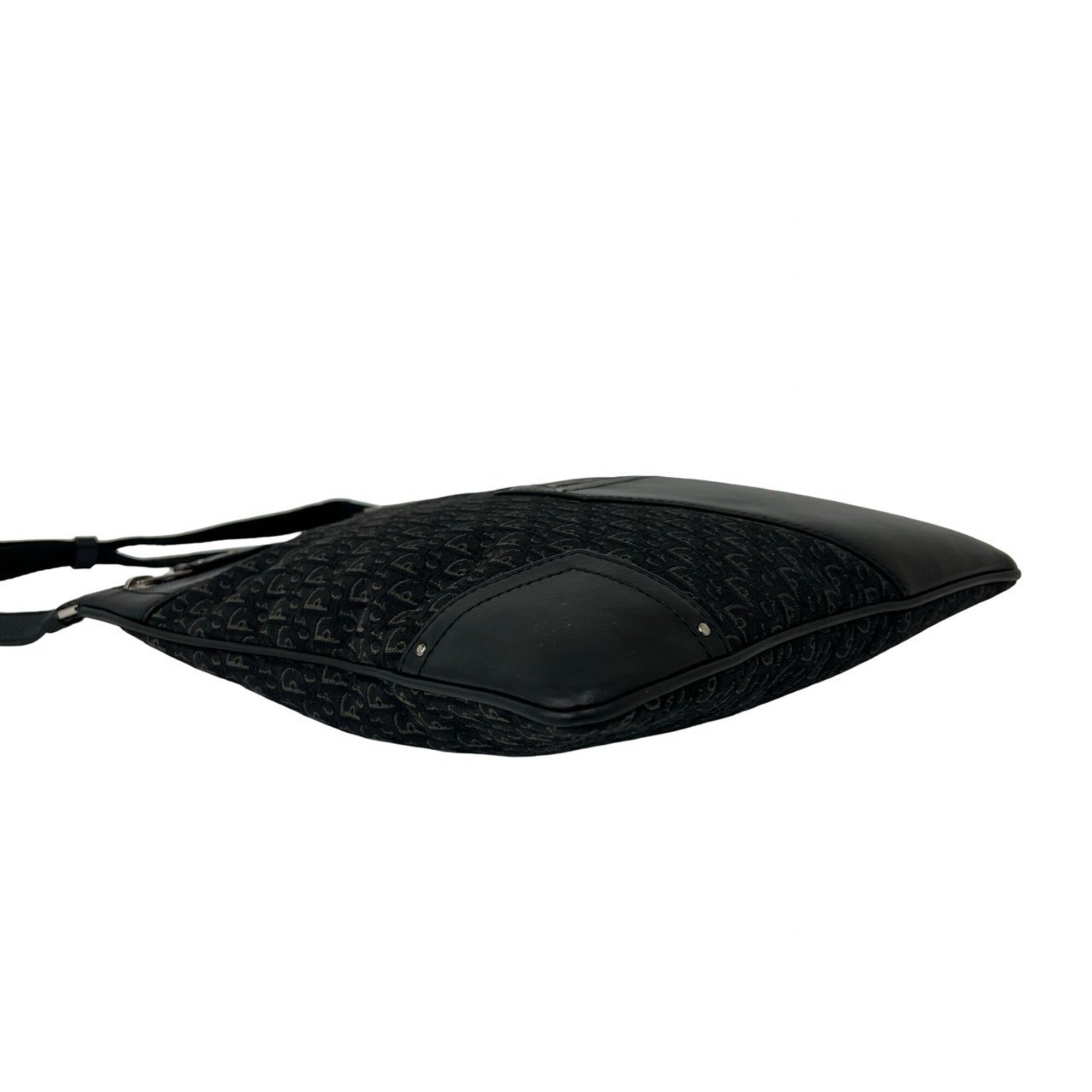 Christian Dior Black Leather Canvas Shoulder Bag (Pre-Owned)