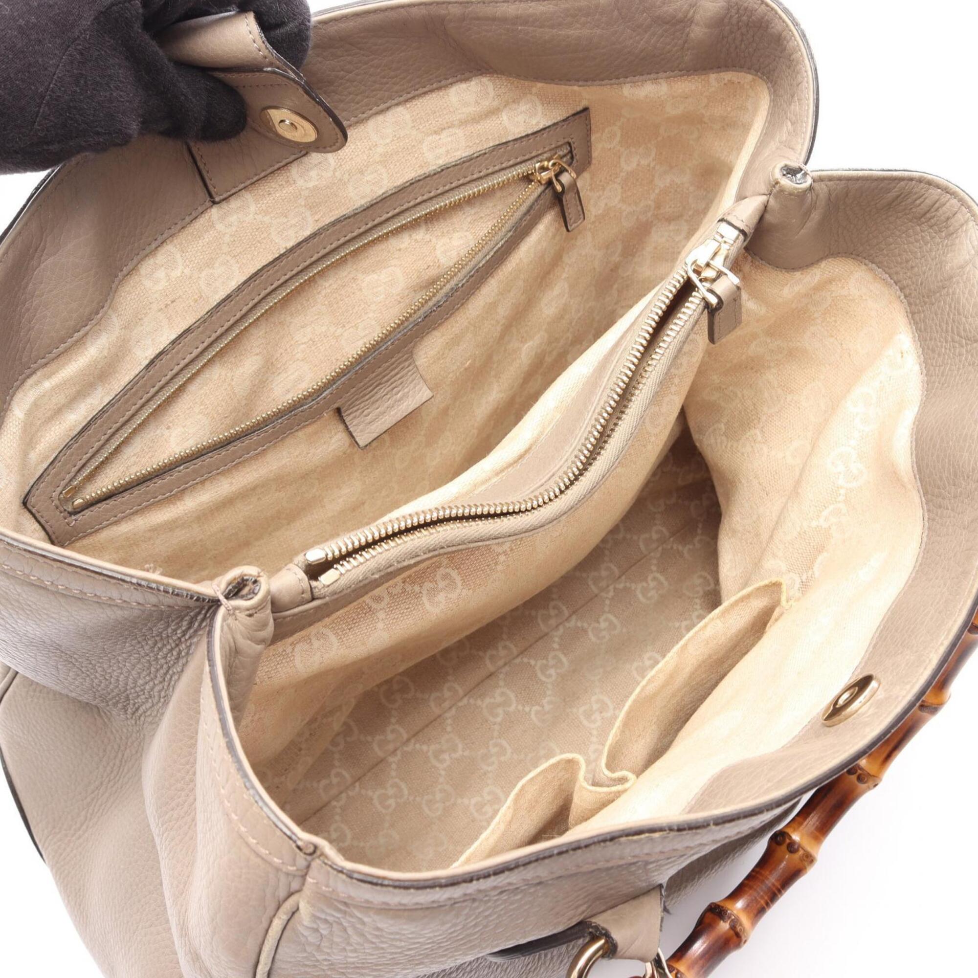 Gucci Beige Leather Handbag Tote Bag (Pre-Owned)