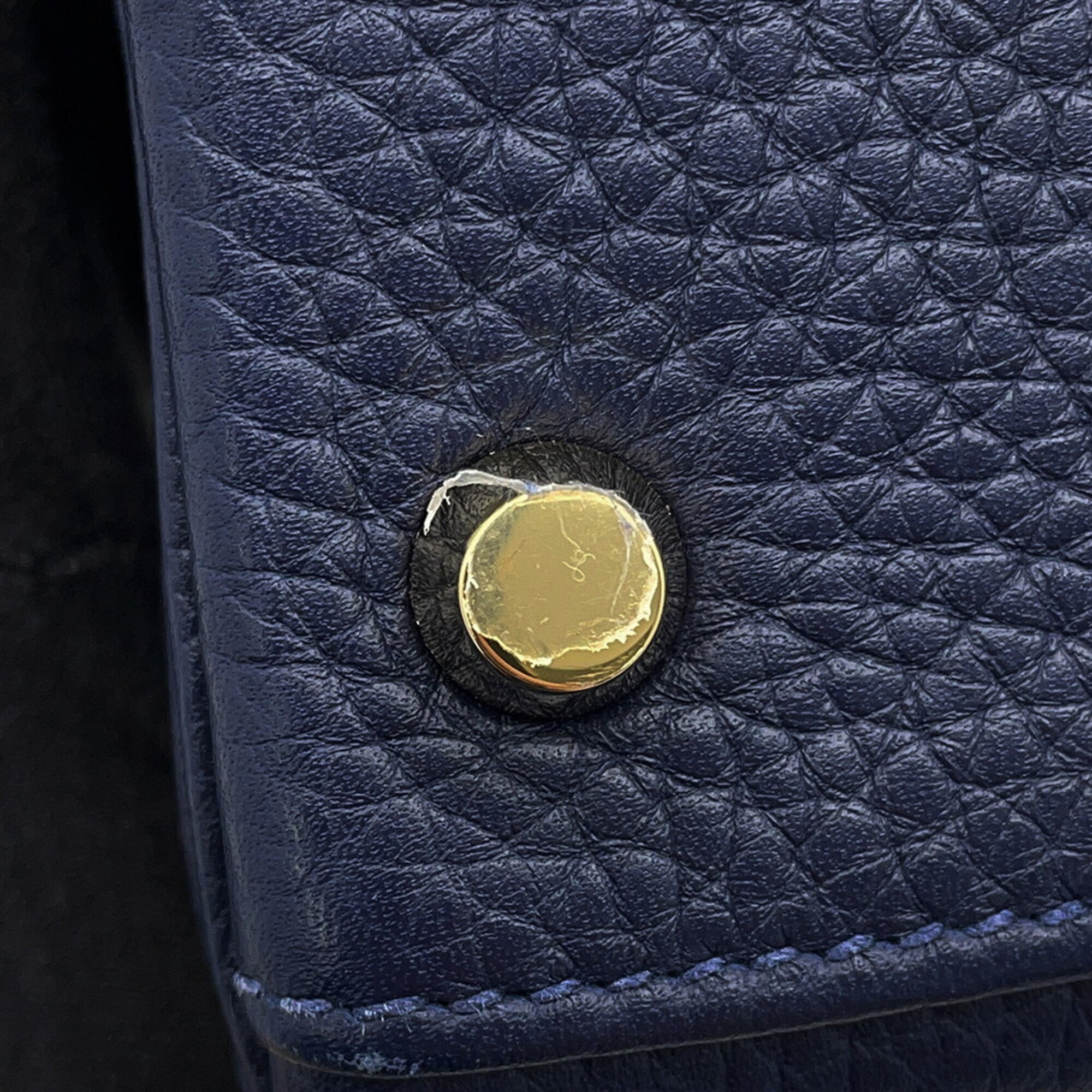 Hermes Kelly Blue Nuit Taurillon Clemence Leather Handbag (Pre-Owned)
