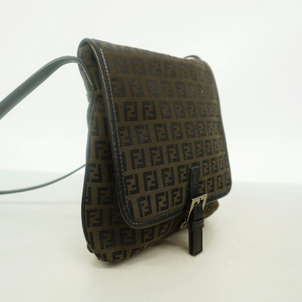 Fendi Dark Brown Nylon Canvas Shoulder Bag (Pre-Owned)