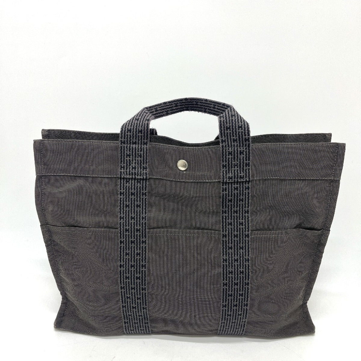 Hermes Gray Canvas Handbag Tote Bag (Pre-Owned)