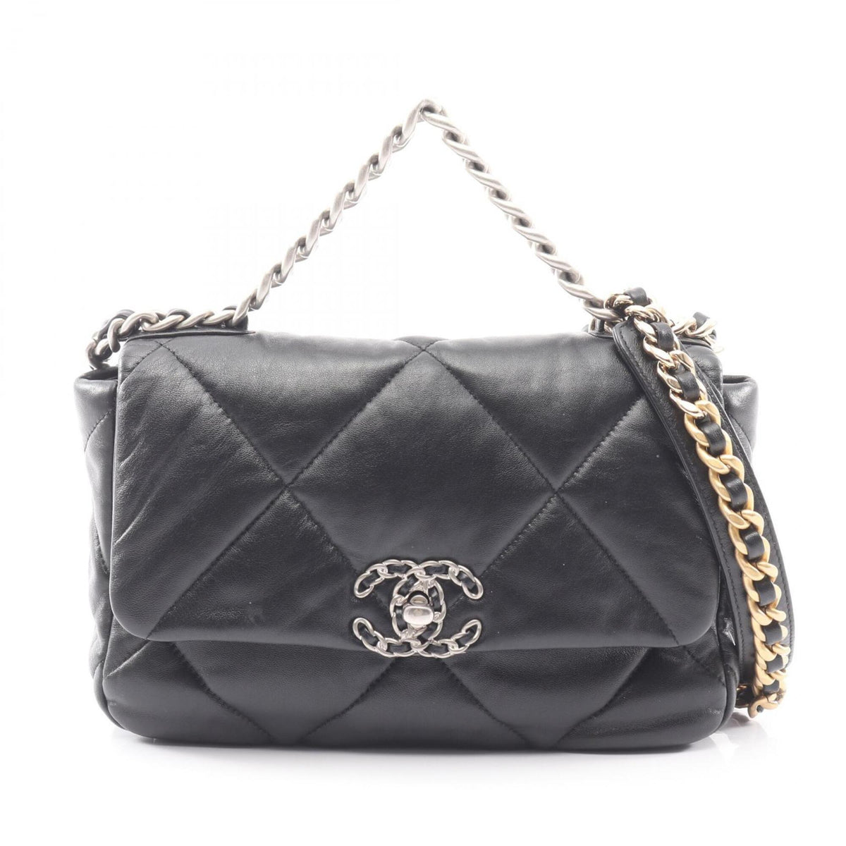Chanel Black Leather Handbag Shoulder Bag (Pre-Owned)