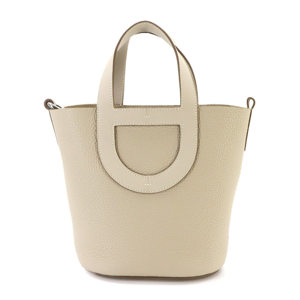 Hermes White Taurillon Clemence Leather Swift Leather Handbag (Pre-Owned)