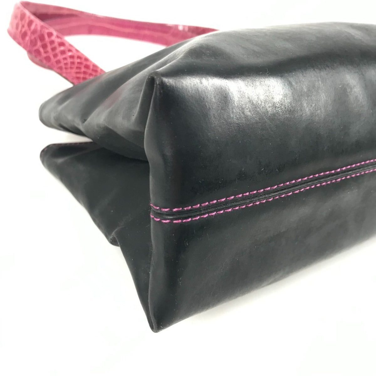 Bvlgari Black Pink Rubber Leather Handbag Shoulder Bag (Pre-Owned)