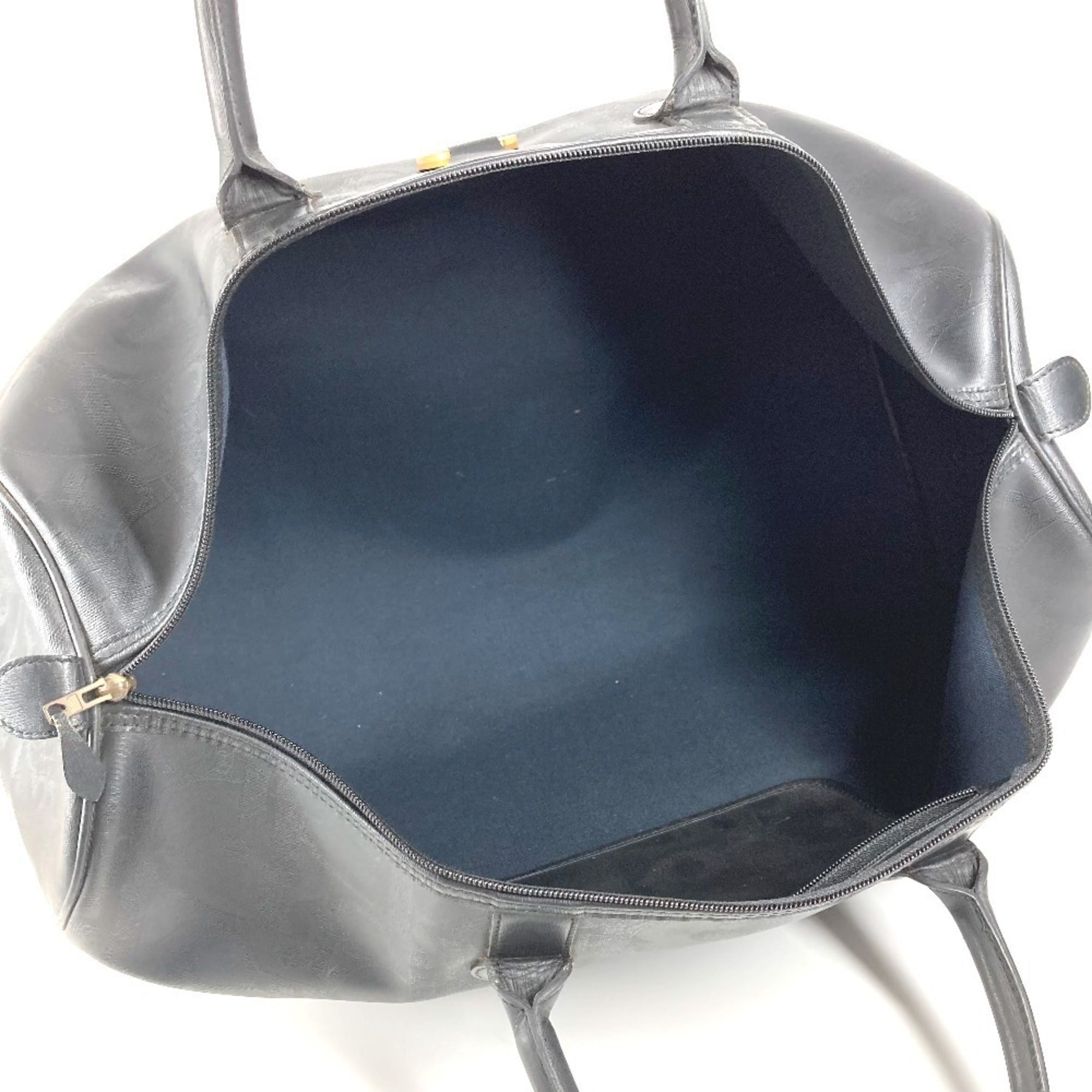 Christian Dior Black Pvc Leather Boston Bag Handbag (Pre-Owned)