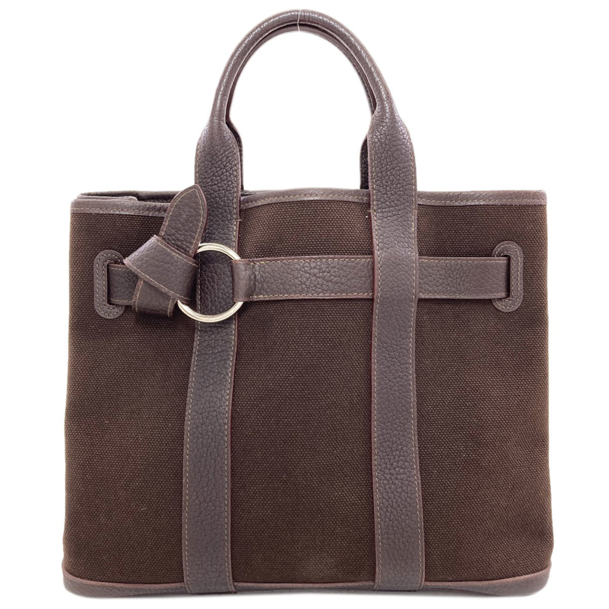 Hermes Dark Brown Toile H Handbag (Pre-Owned)